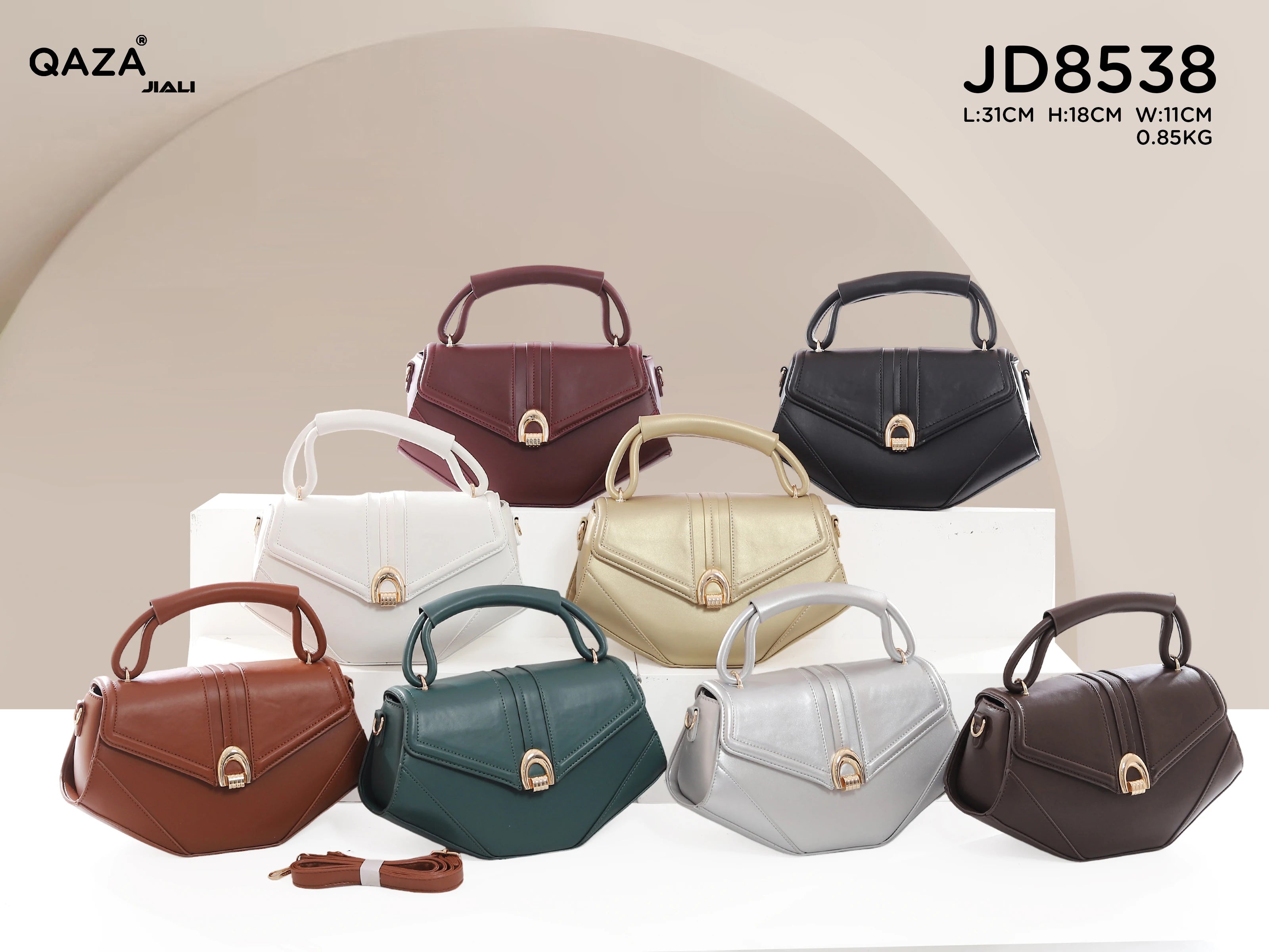 QAZA JD8538 Women PU Leather Saffiano Top Handle Crossbody Bag
