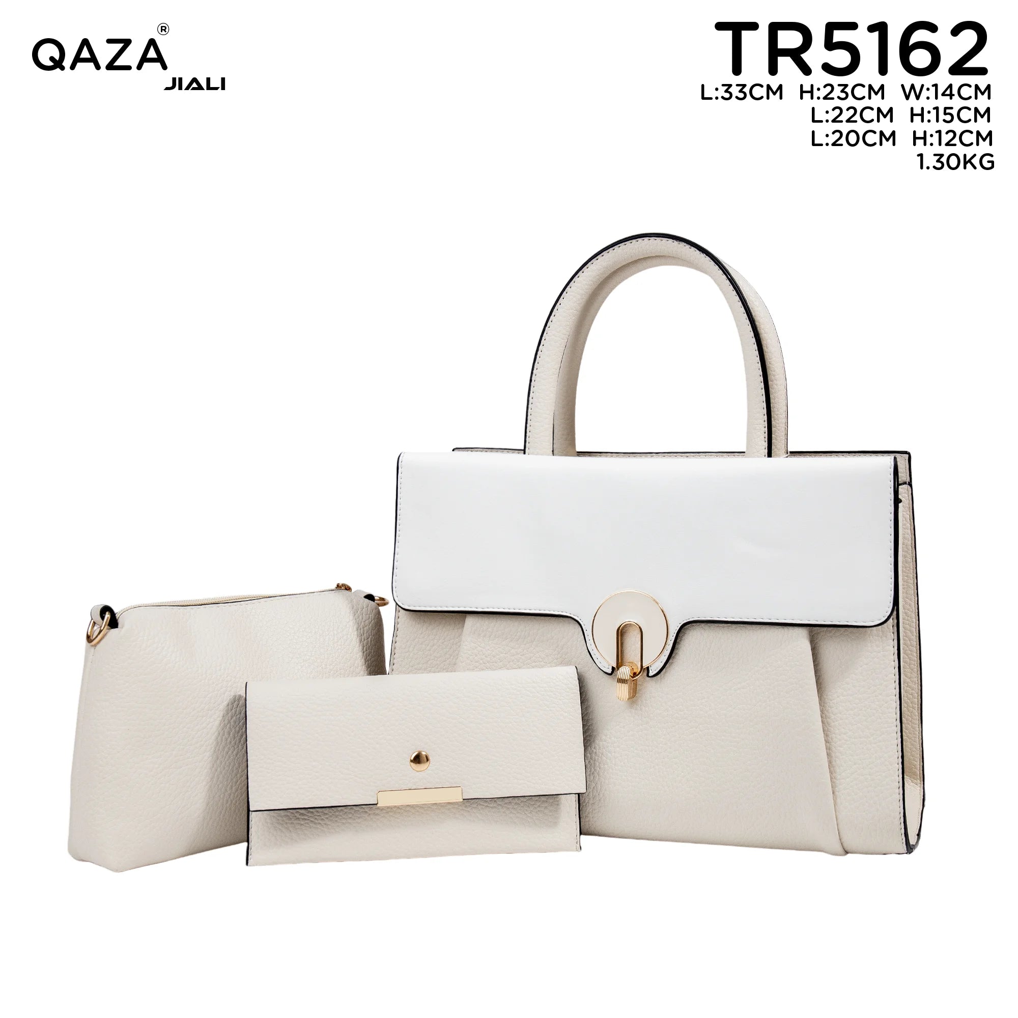 QAZA TR5162 Women PU Leather Crocodile Pattern Tote Bag Set