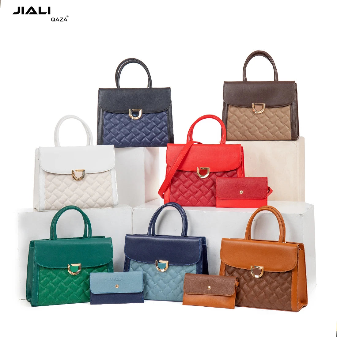 QAZA LD6277-1 Women PU Leather Geometric Crossbody Shoulder Handbag