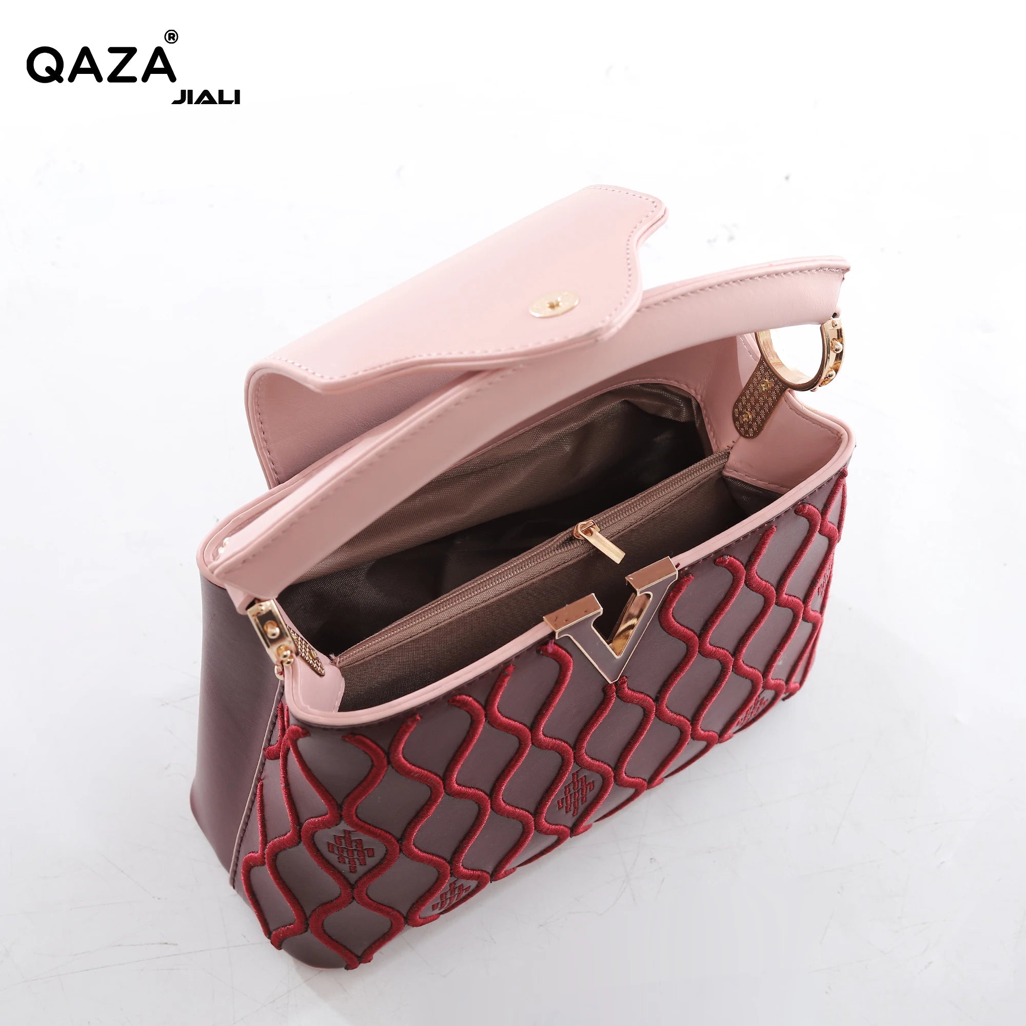 Women PU Leather V Buckle Small Square Crossbody Handbag