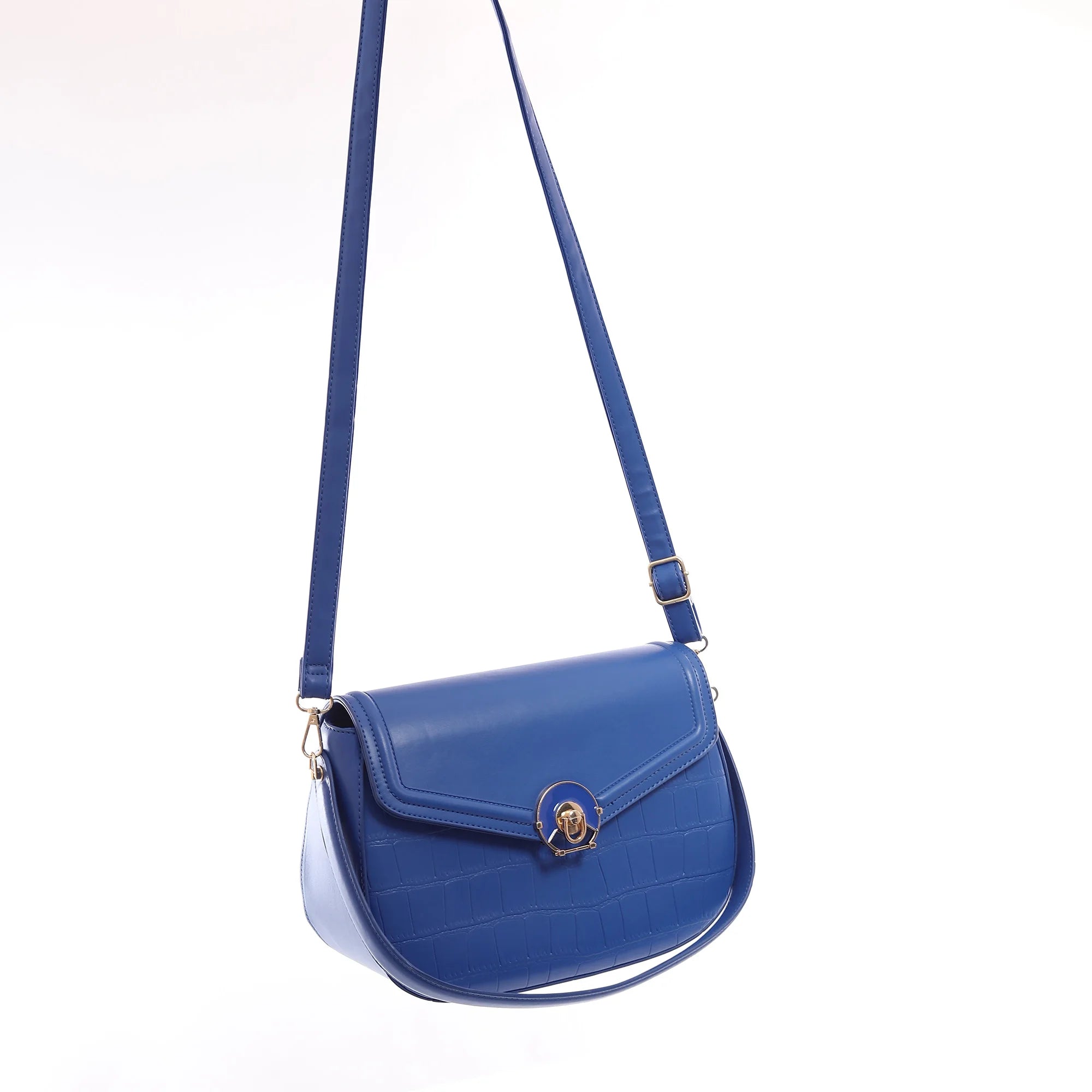 QAZA Women PU Leather Retro Crocodile Shoulder Handbag