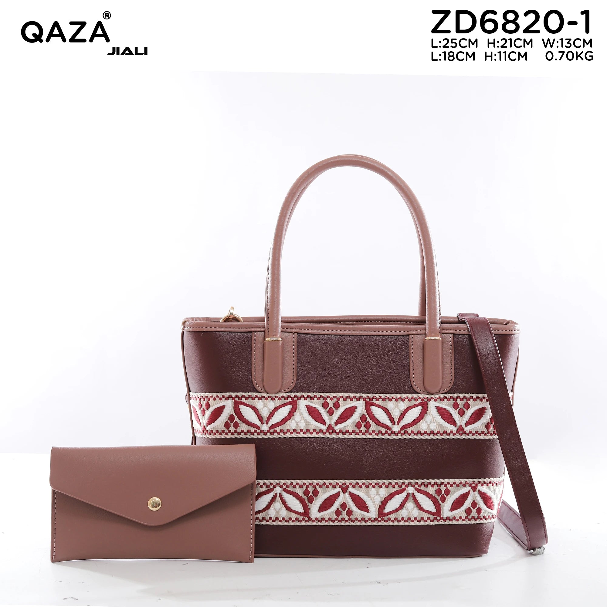 QAZA Women PU Leather Waterproof Large Capacity Zipper Tote Handbag