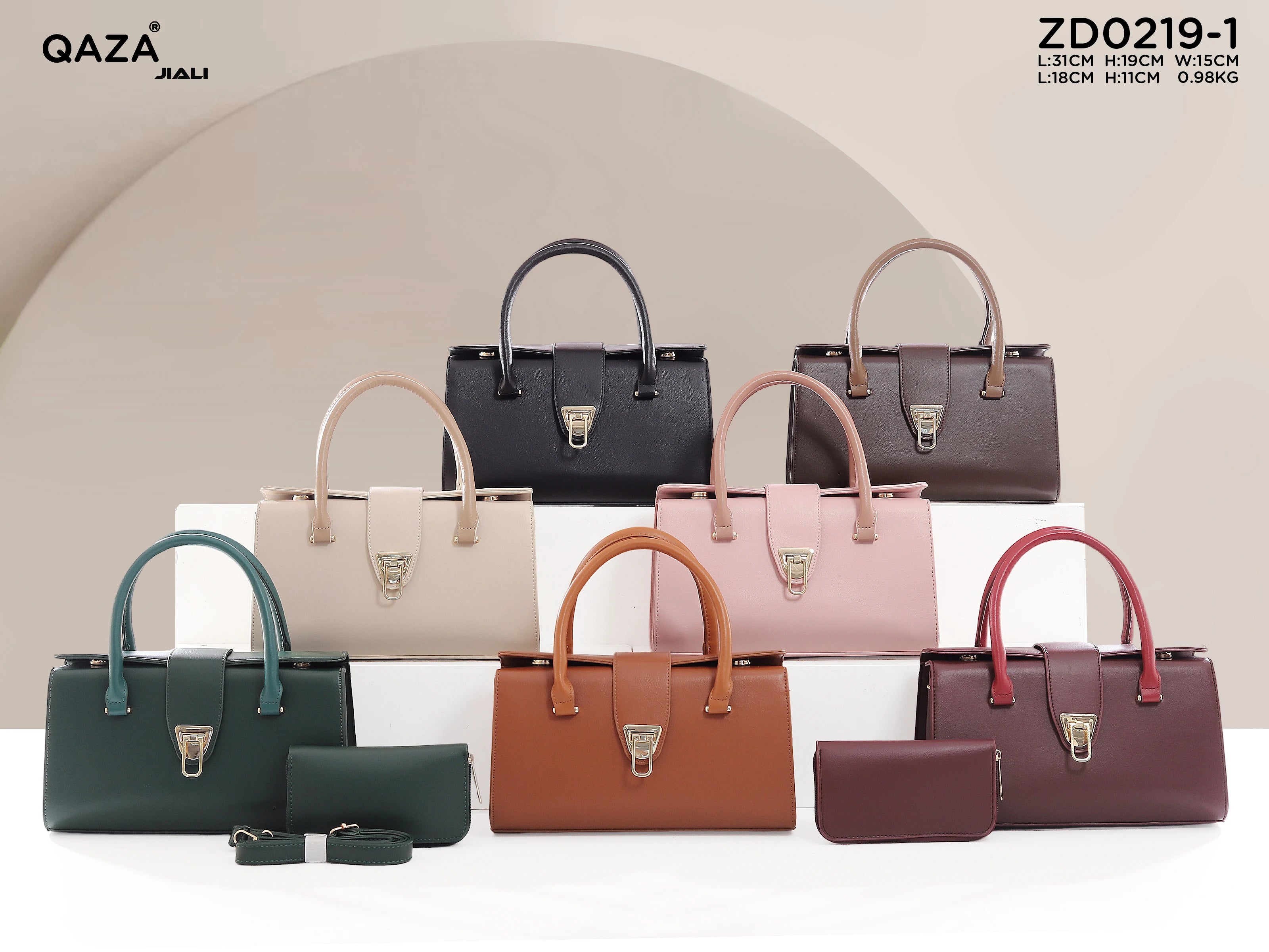 QAZA ZD0219-1 Women PU Leather Alligator Pattern Tote Bag Set
