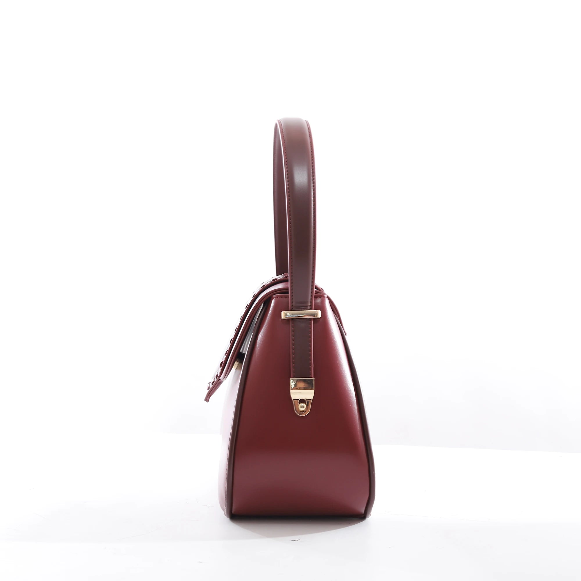 QAZA Women PU Leather Retro Rivet Flap Underarm Shoulder Handbag
