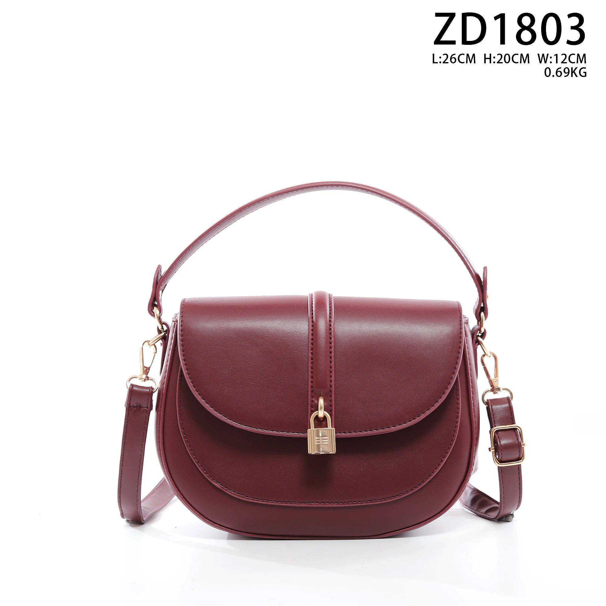 QAZA ZD1803 女士PU皮革锁扣单肩包