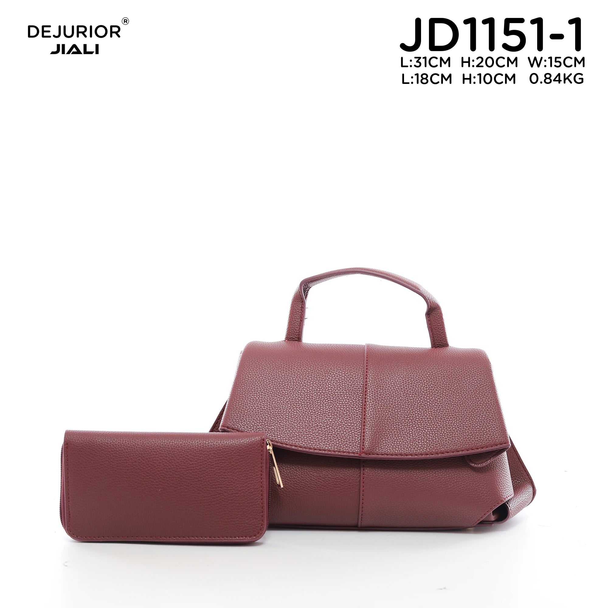 DEJURIOR JD1151-1 女士PU鹅卵石纹翻盖手提包 日常单肩斜挎包