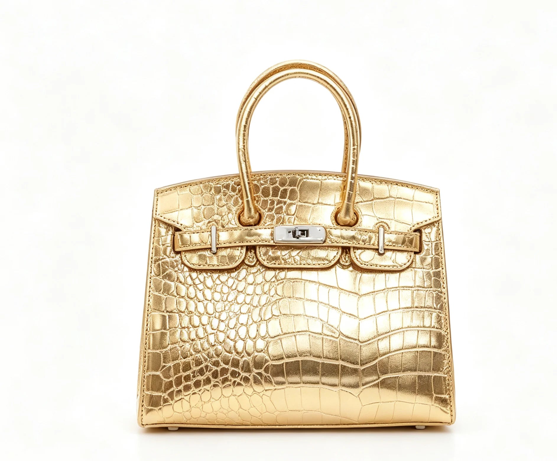 Women PU Leather Croc Embossed Top Handle Shoulder Bag WD3260