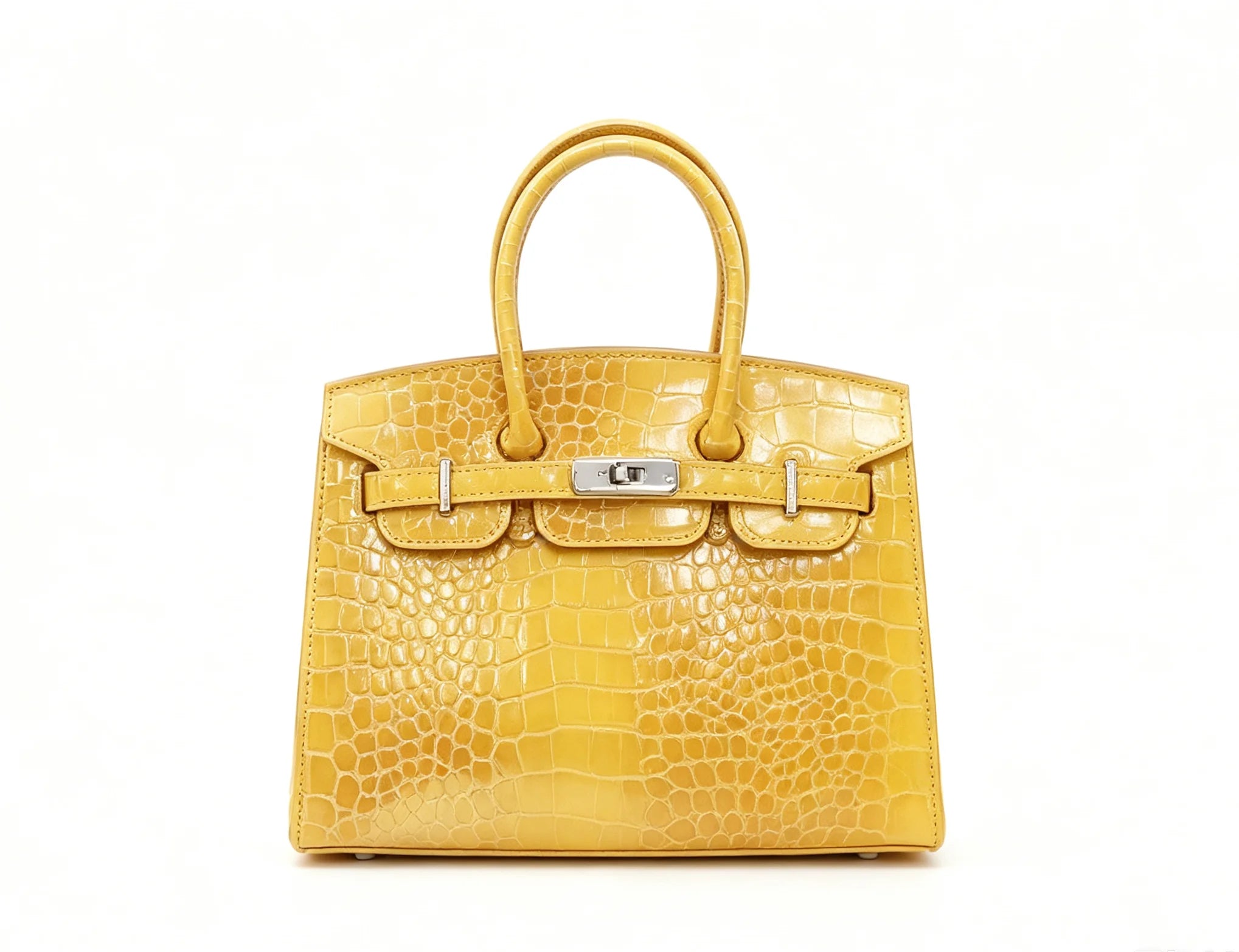 Women PU Leather Croc Embossed Top Handle Shoulder Bag WD3260