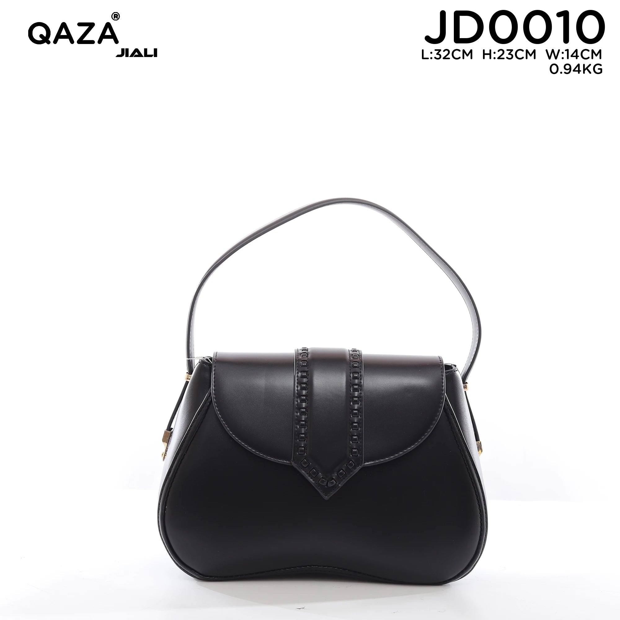 QAZA Women PU Leather Retro Rivet Flap Underarm Shoulder Handbag