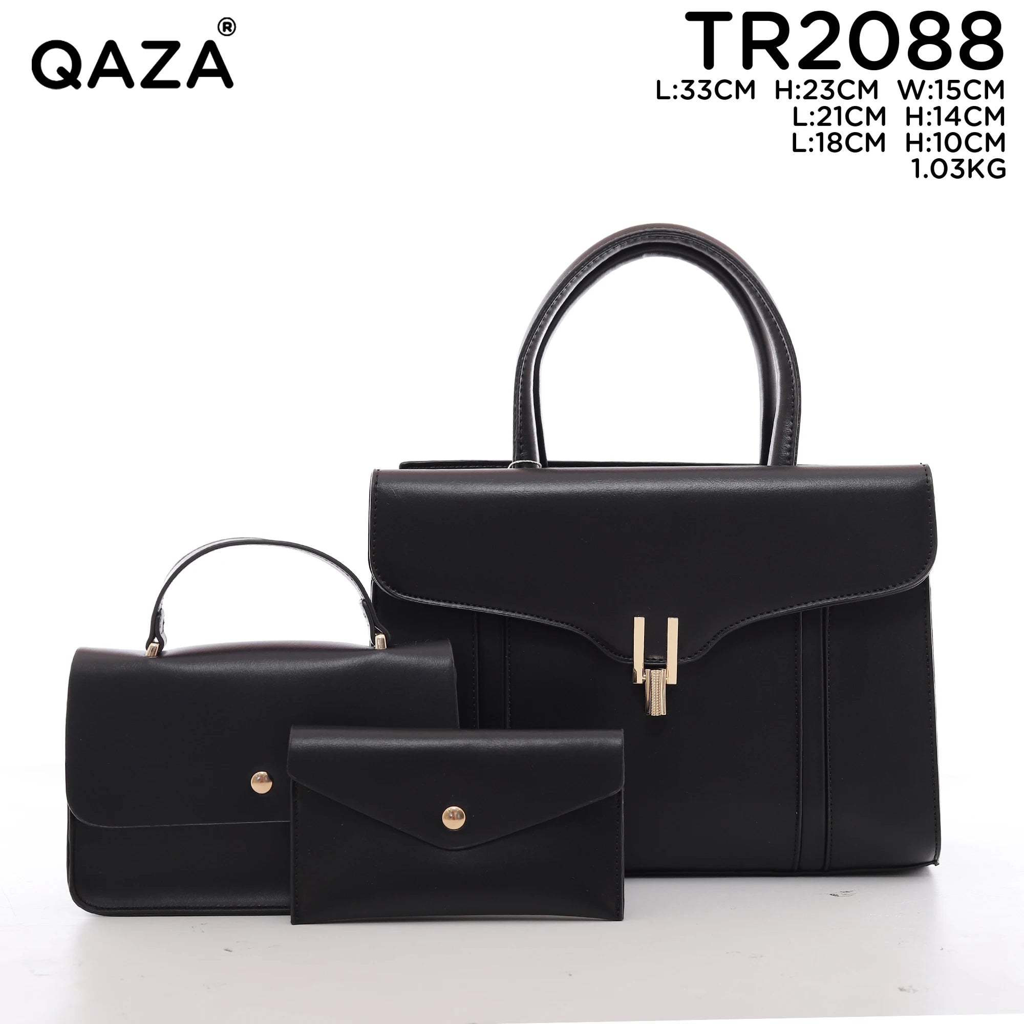 QAZA TR2088 Women PU Leather Crocodile Pattern Tote Bag Set