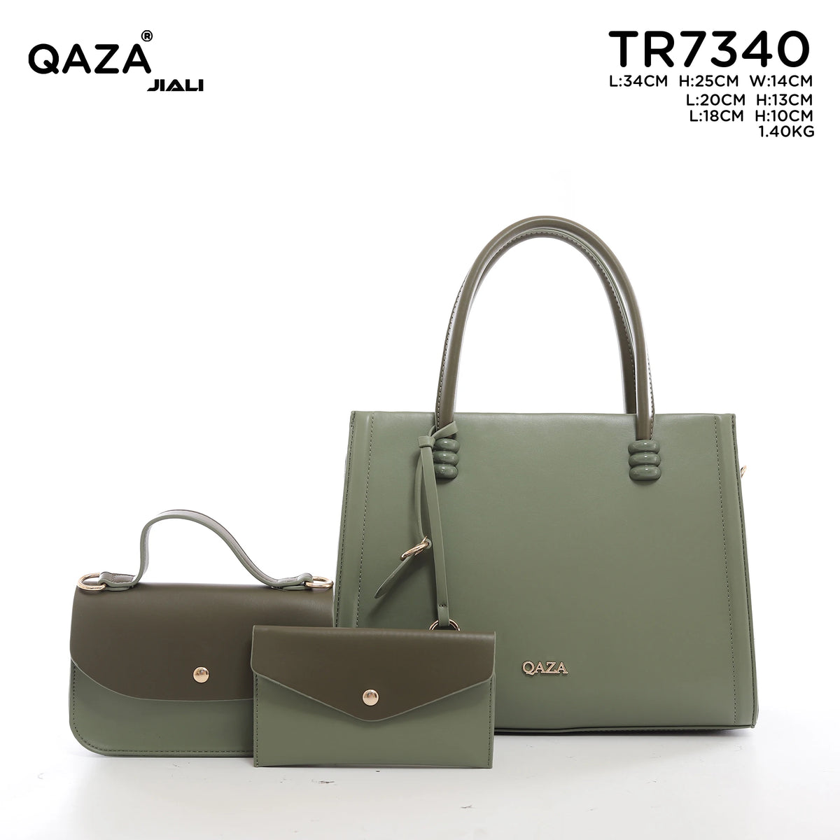QAZA Women PU Leather 3-in-1 Tote Handbag Set