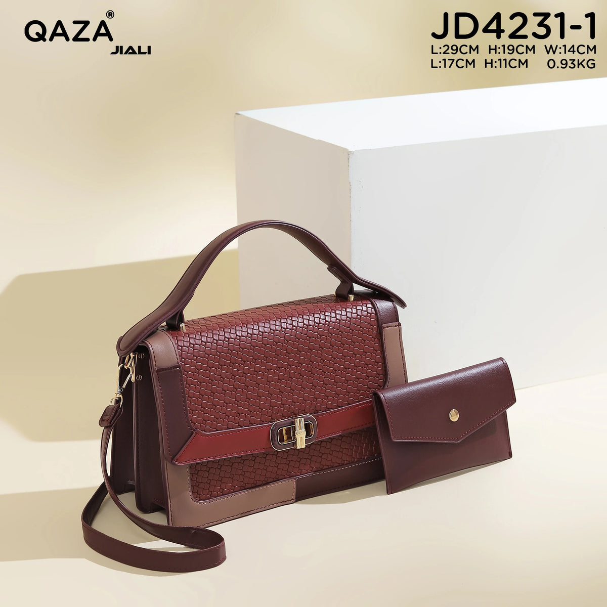 QAZA Women PU Leather Waterproof Large Capacity Flap Tote Shoulder Handbag