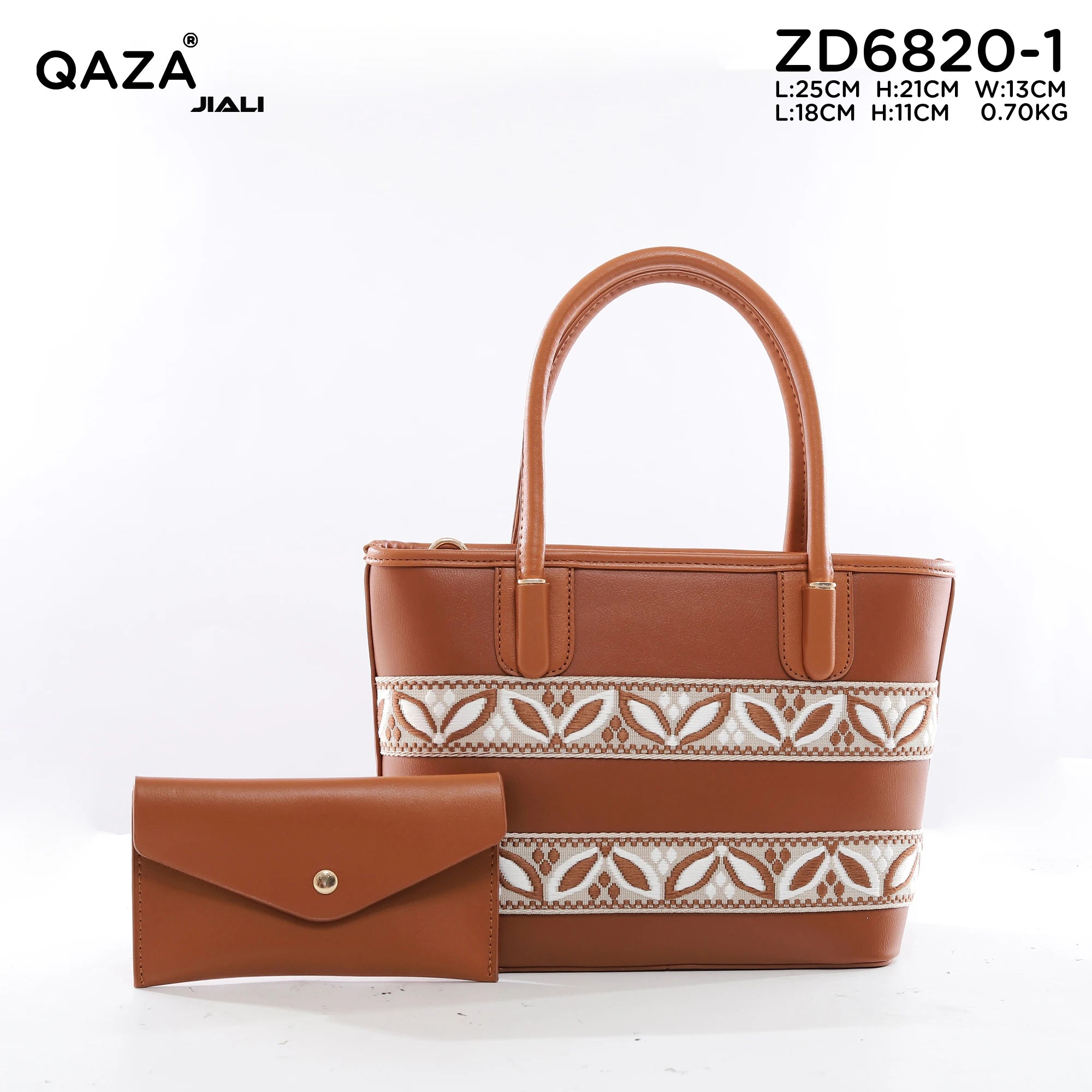 QAZA Women PU Leather Waterproof Large Capacity Zipper Tote Handbag