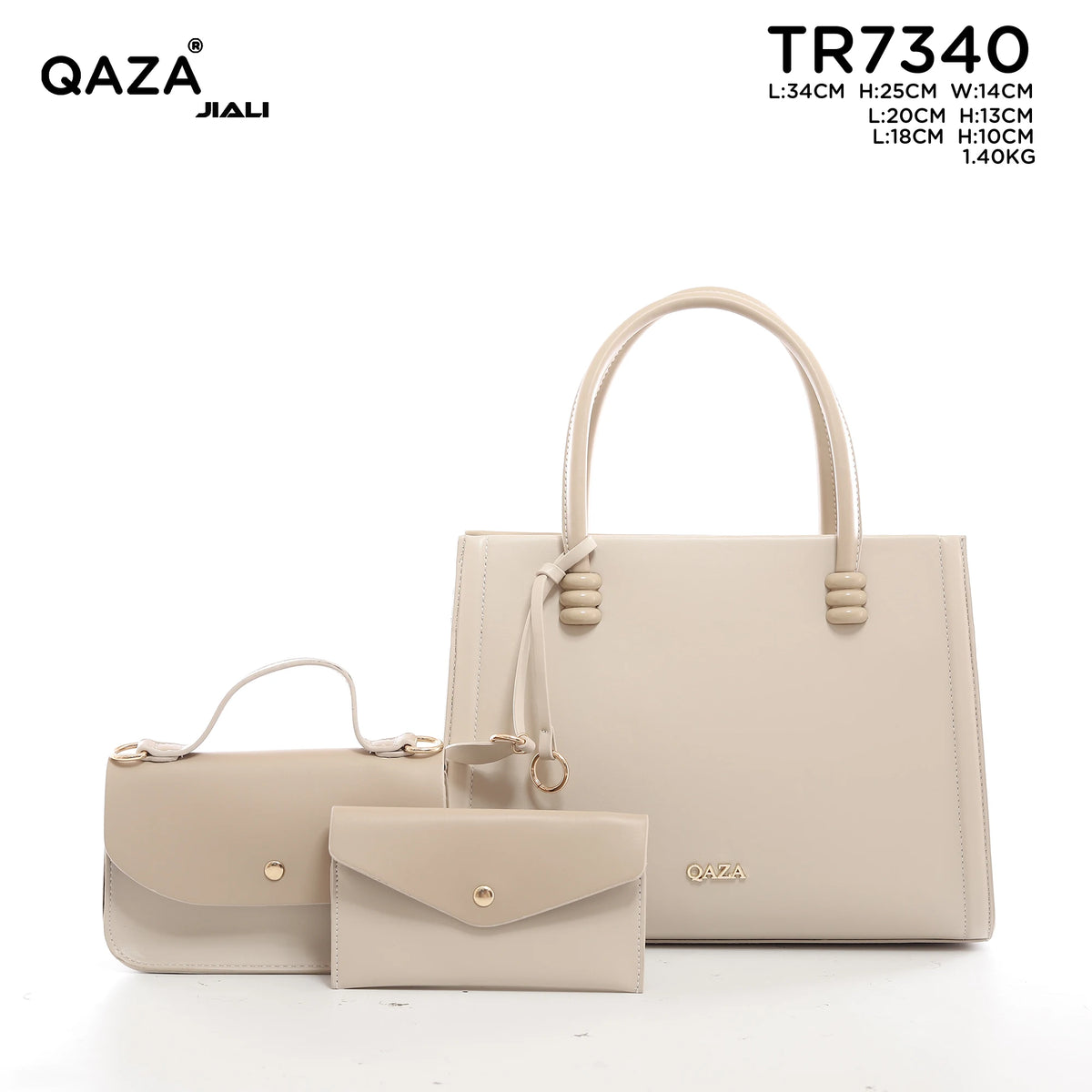 QAZA Women PU Leather 3-in-1 Tote Handbag Set
