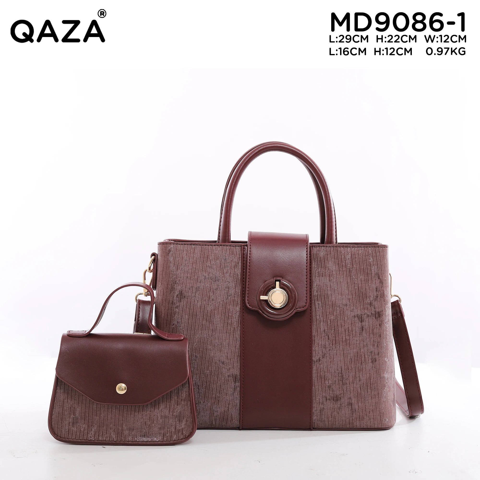 QAZA MD9086-1 Women PU Leather Striped Casual Tote Bag