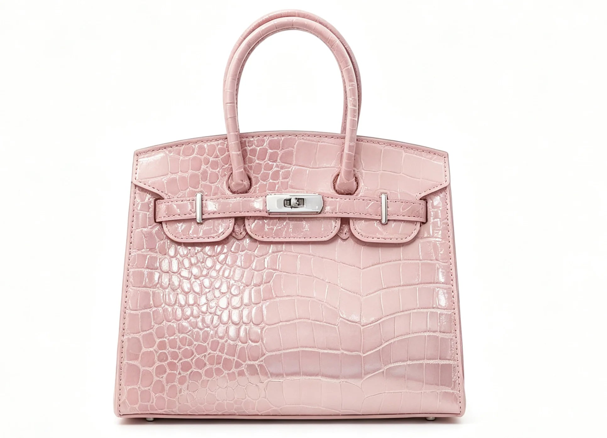 Women PU Leather Croc Embossed Top Handle Shoulder Bag WD3260