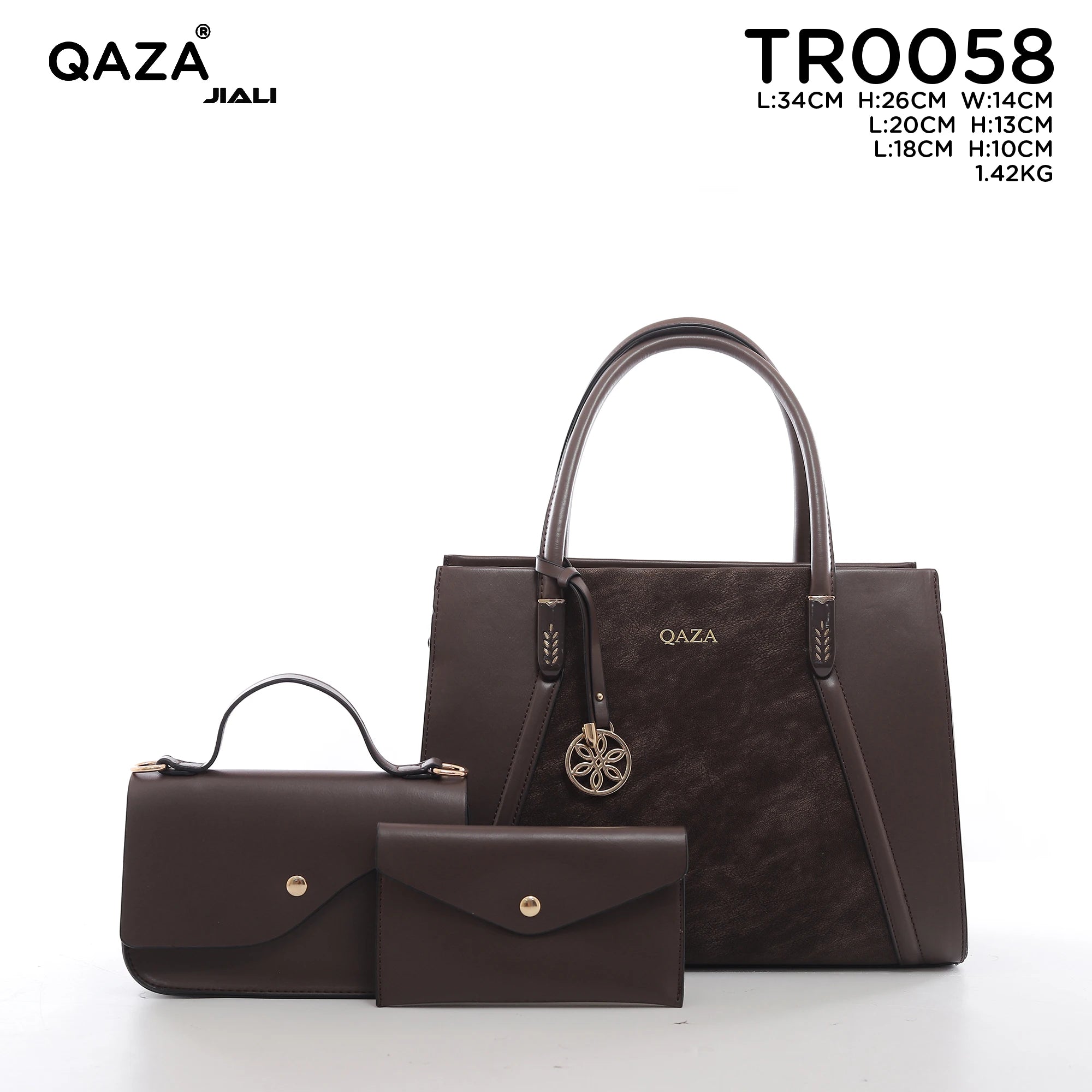 QAZA Women PU Leather Multi-Color Tote Crossbody Purse Wallet Set