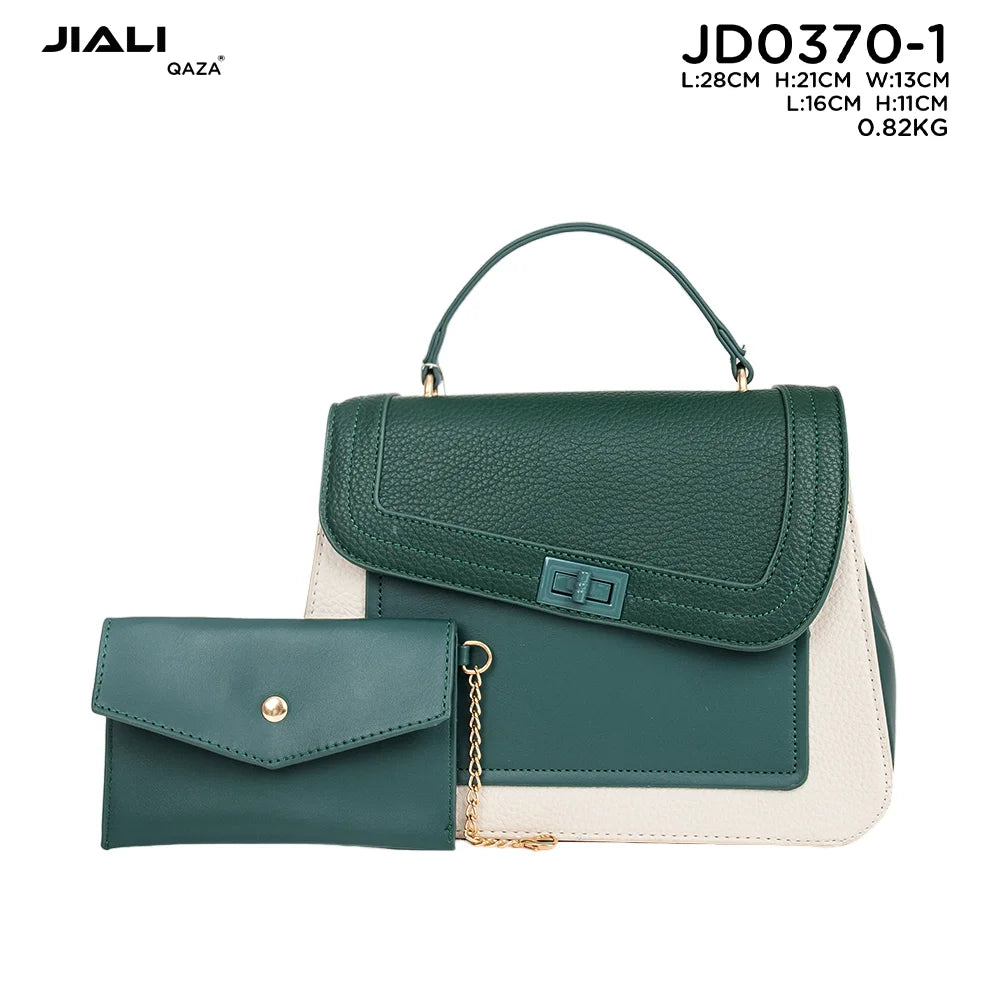 QAZA JD0370-1 Women PU Leather 2-in-1 Tote Bag with Coin Purse