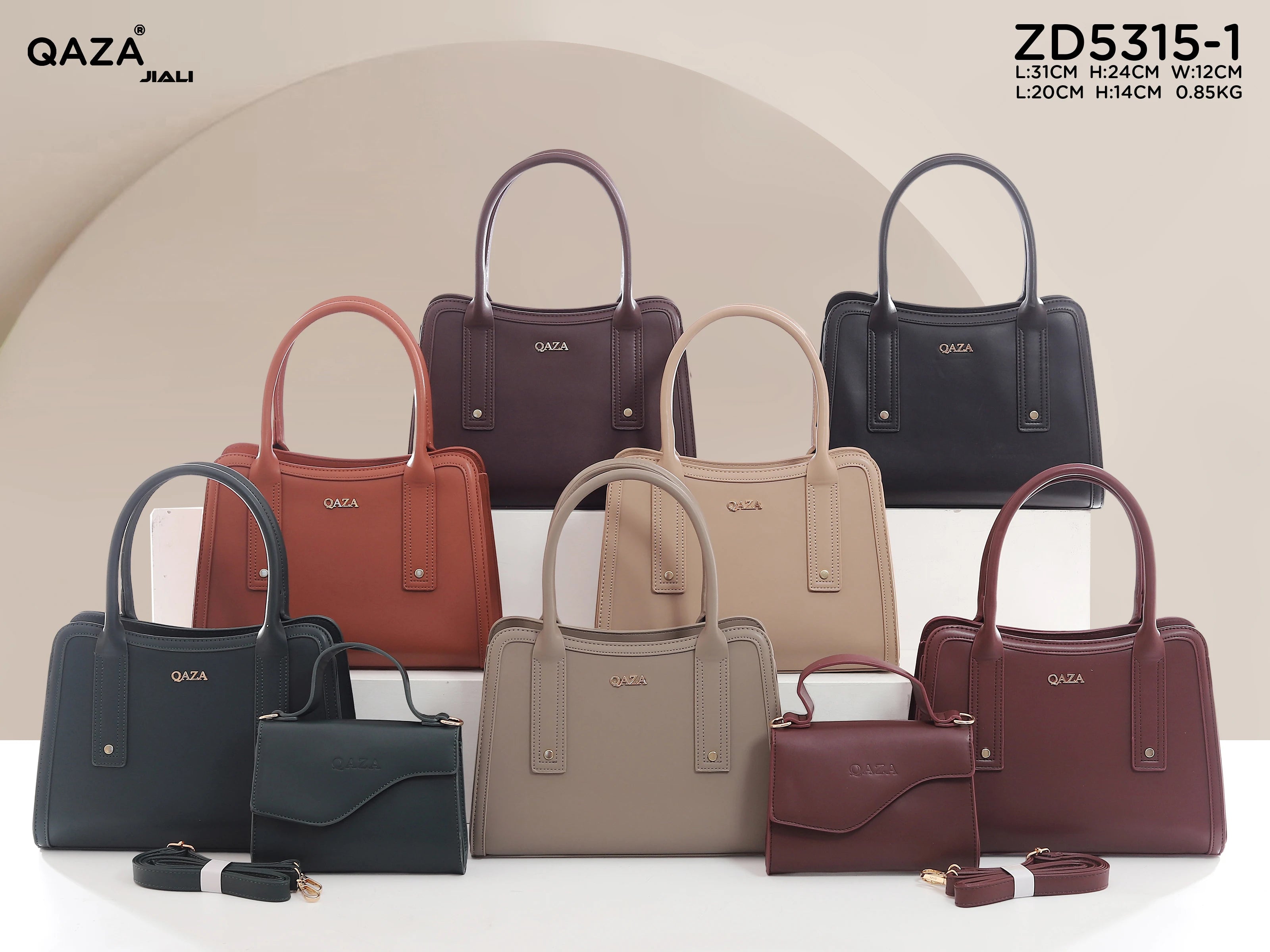 QAZA Women PU Leather Large Capacity Multi-Compartment Shoulder Handbag