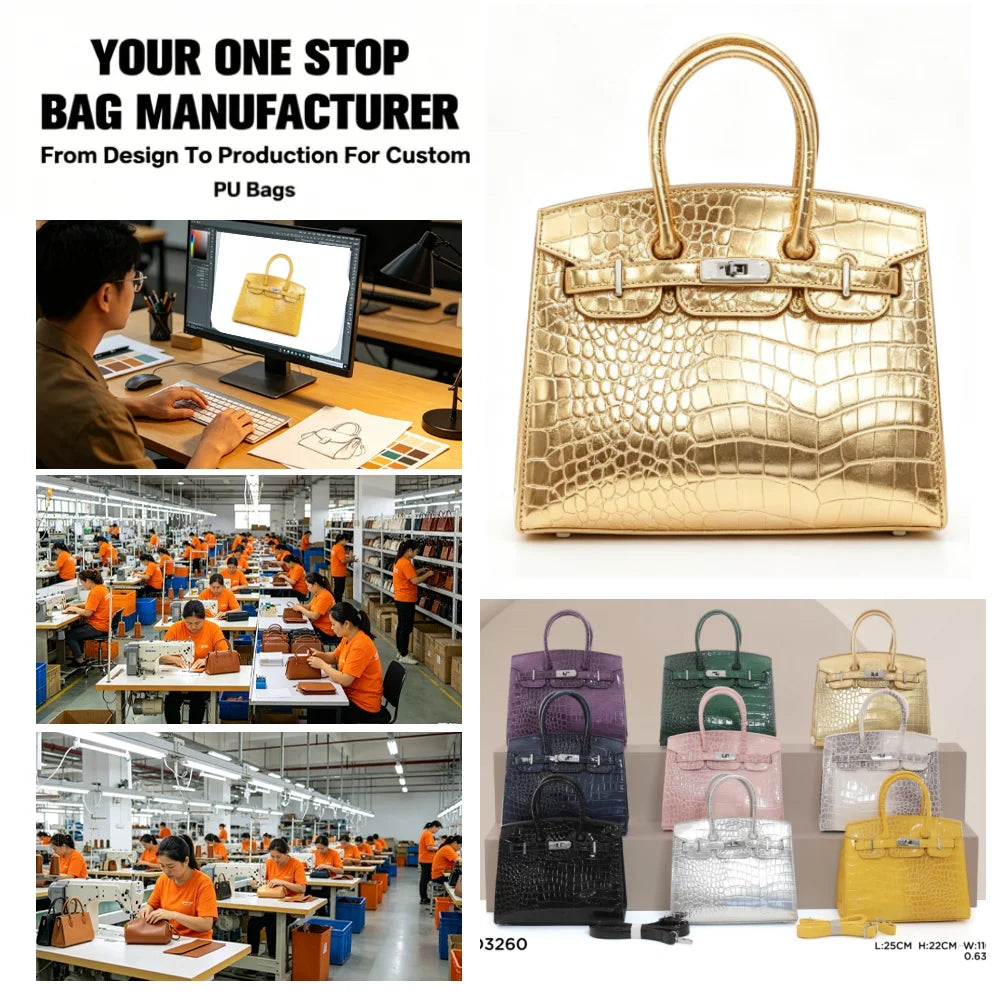 Women PU Leather Croc Embossed Top Handle Shoulder Bag WD3260