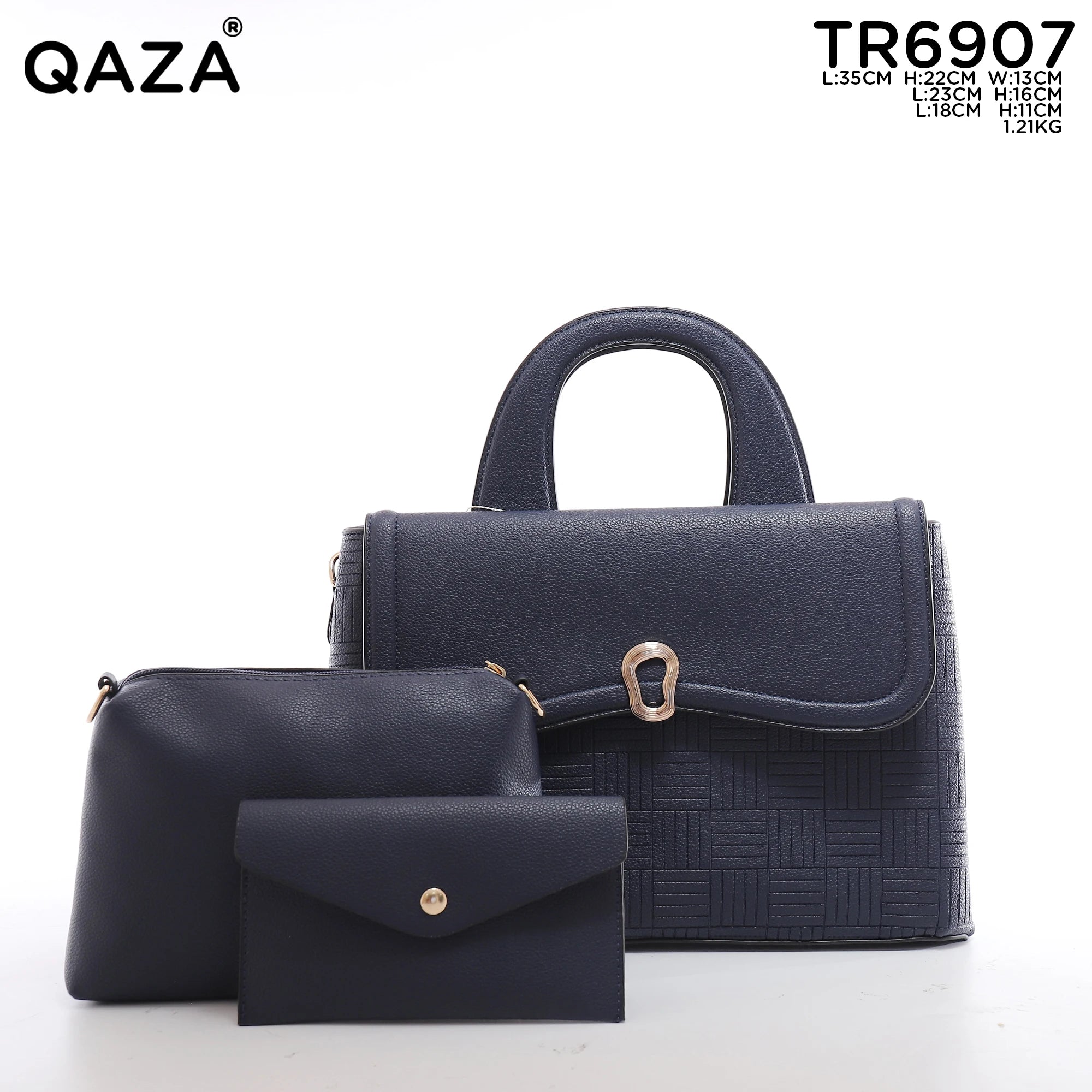 QAZA TR6907 Women PU Leather Crocodile Pattern Tote Bag Set