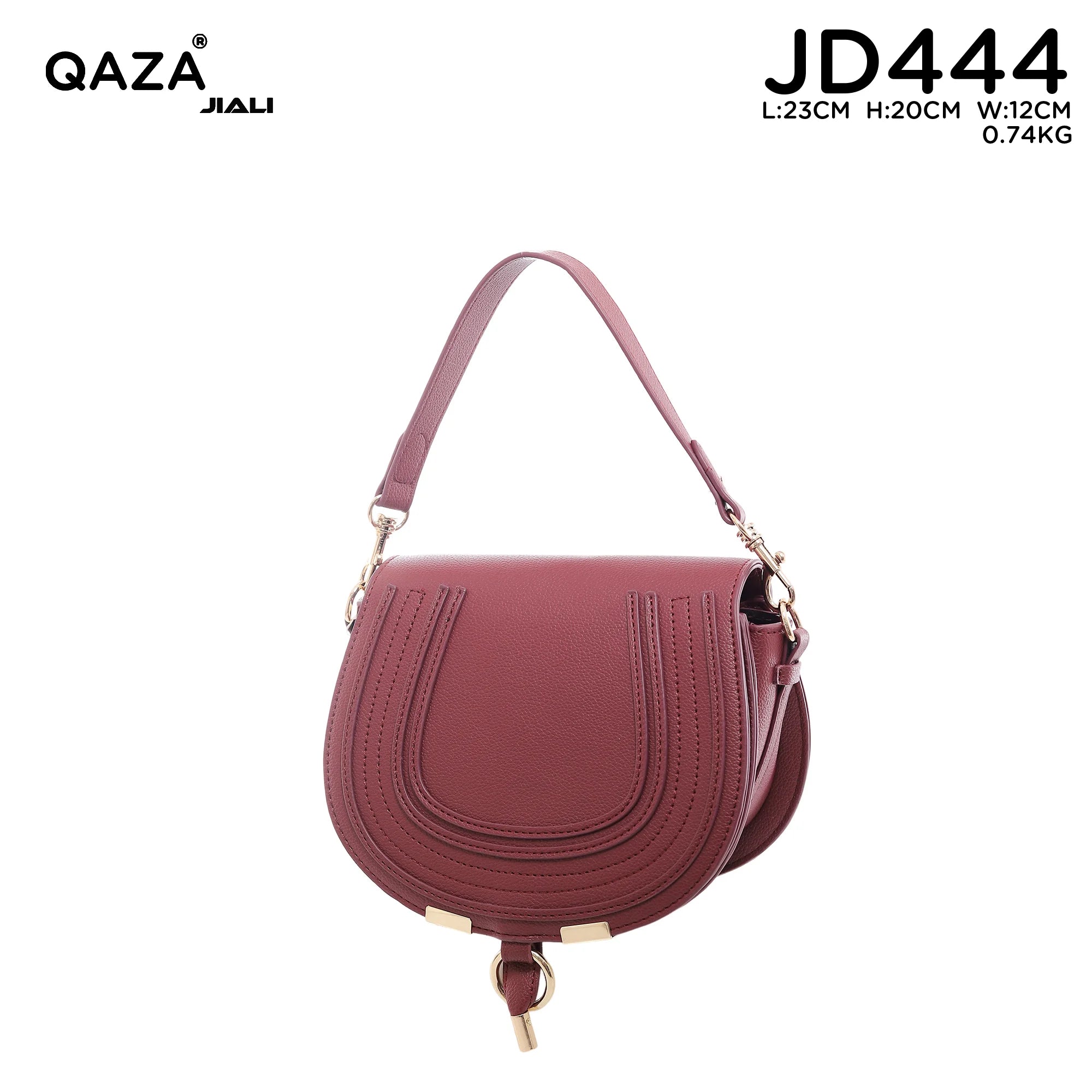 QAZA JD444 Women PU Leather Horseshoe Stitching Saddle Crossbody Bag