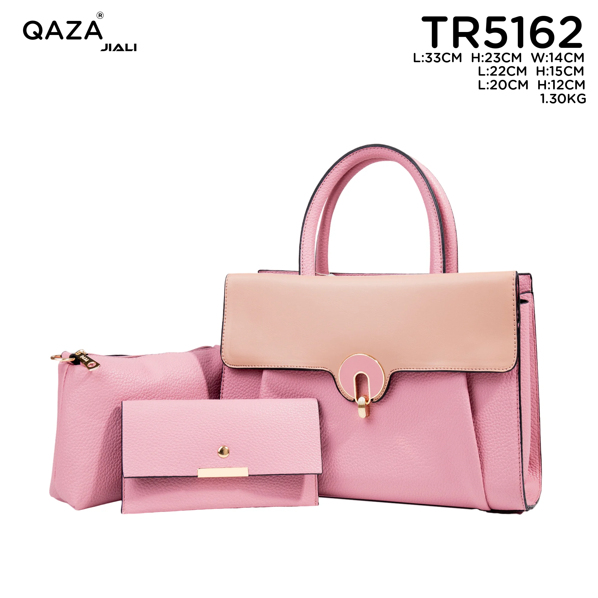 QAZA TR5162 Women PU Leather Crocodile Pattern Tote Bag Set