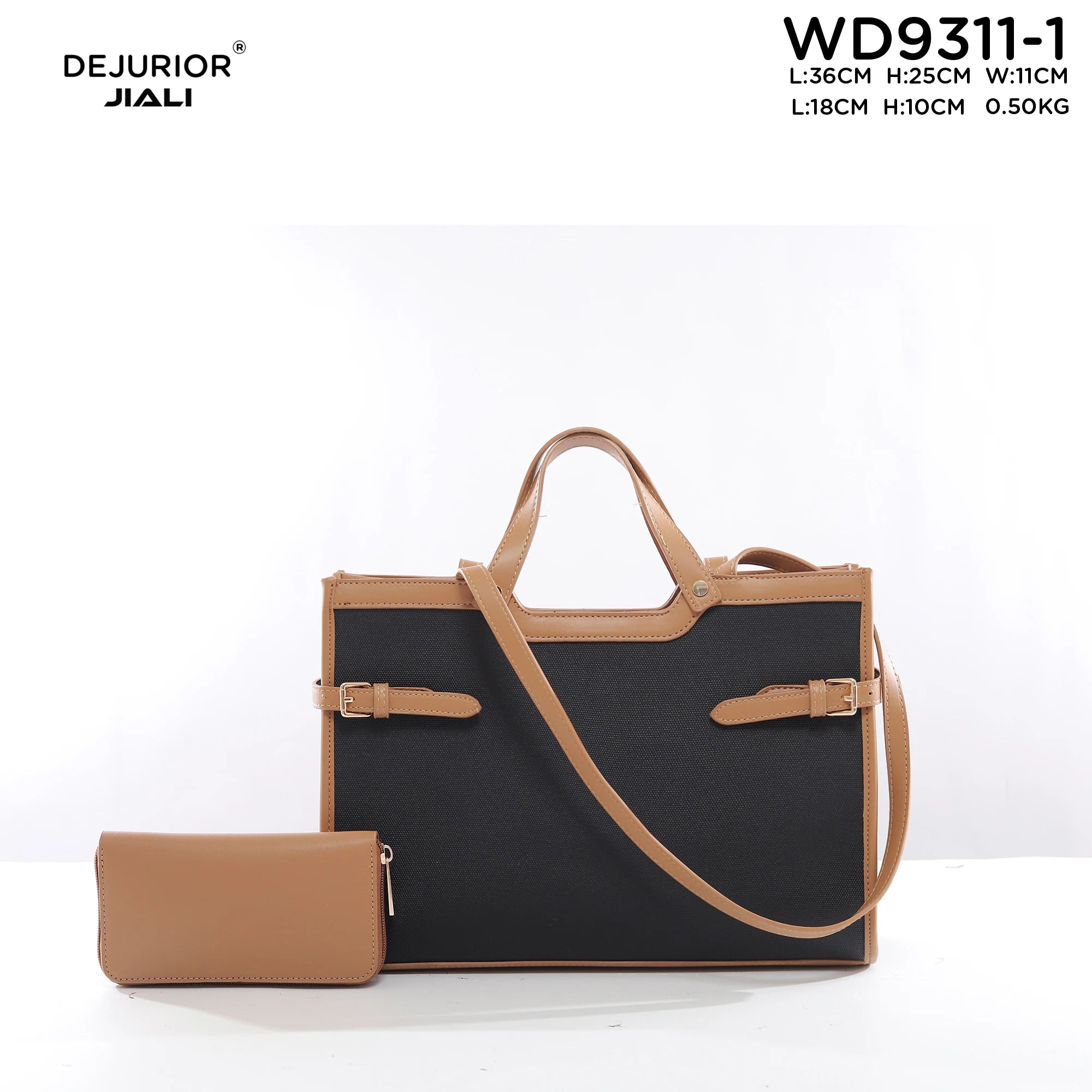 Women PU Leather Color Block Large Capacity Shoulder Tote Bag WD9311-1