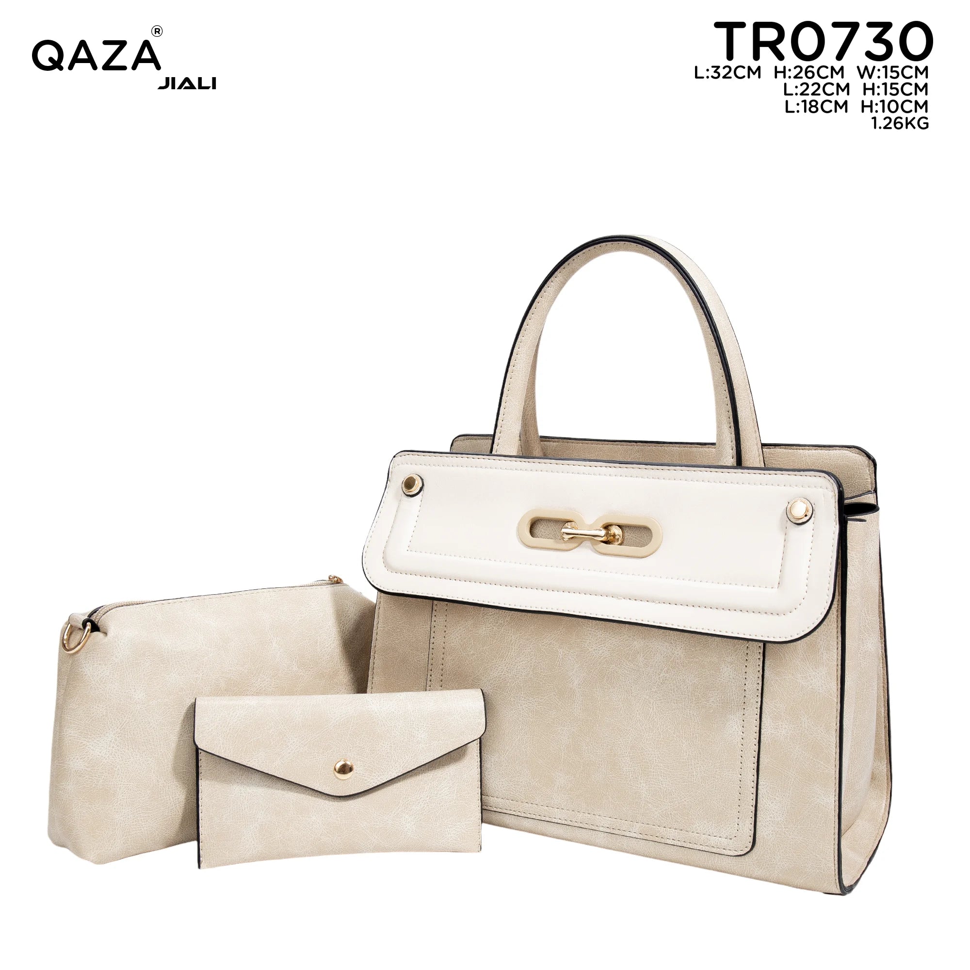 QAZA TR0730 Women PU Leather Crocodile Marble Pattern Tote Bag Set
