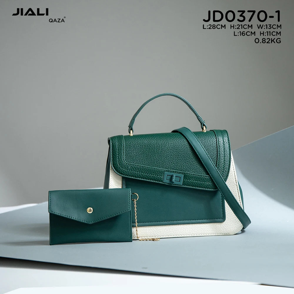QAZA JD0370-1 Women PU Leather 2-in-1 Tote Bag with Coin Purse