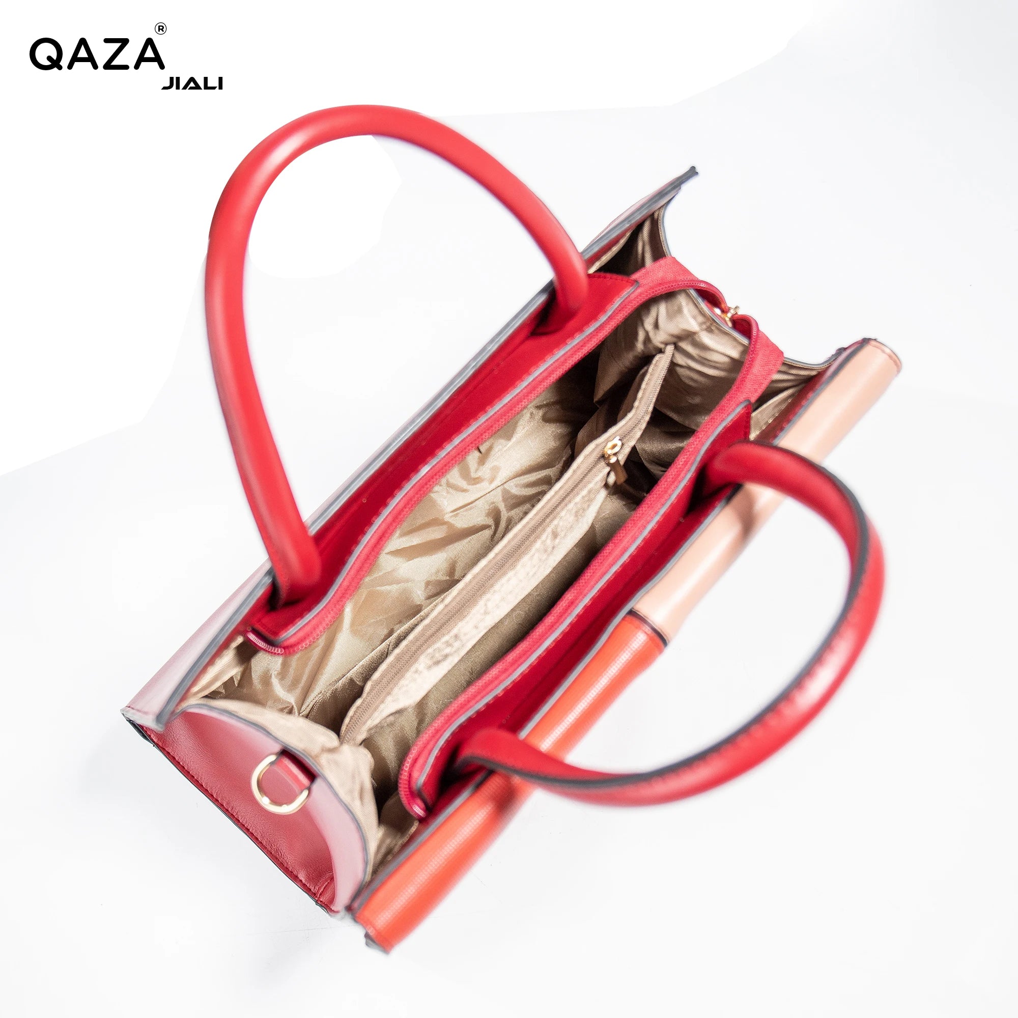 QAZA TR7853 Women PU Leather Crocodile Pattern Tote Bag Set