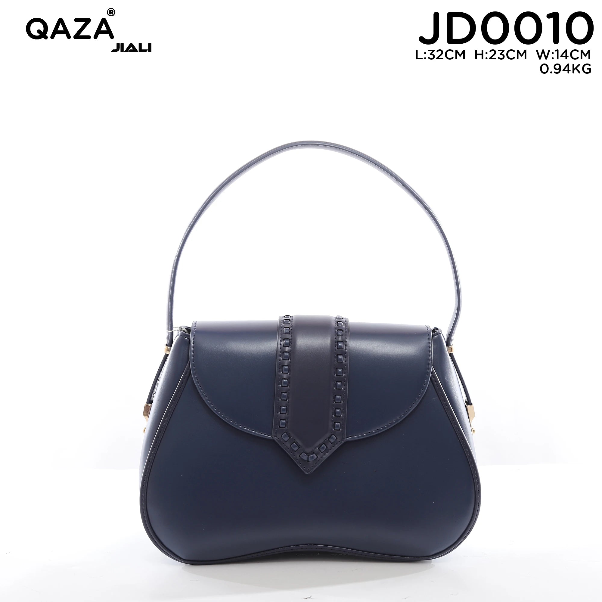 QAZA Women PU Leather Retro Rivet Flap Underarm Shoulder Handbag
