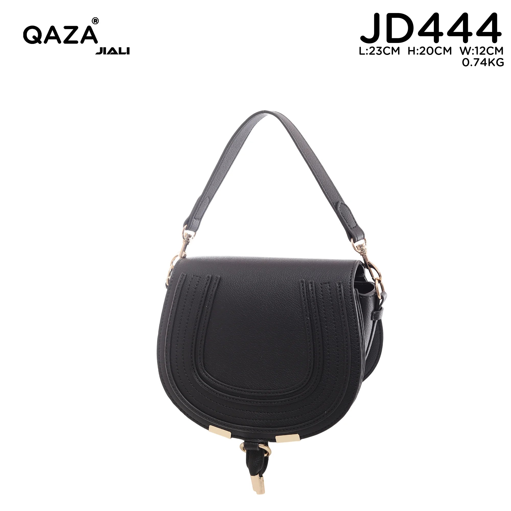 QAZA JD444 Women PU Leather Horseshoe Stitching Saddle Crossbody Bag