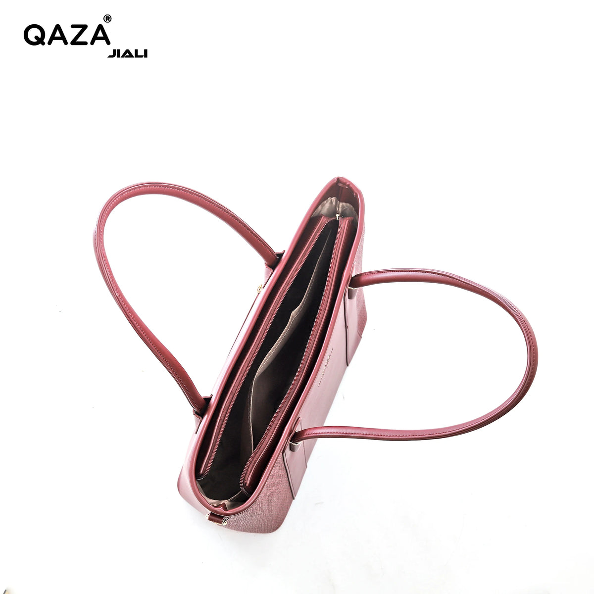 QAZA Women PU Leather Woven Texture 2-in-1 Tote Shoulder Handbag Set