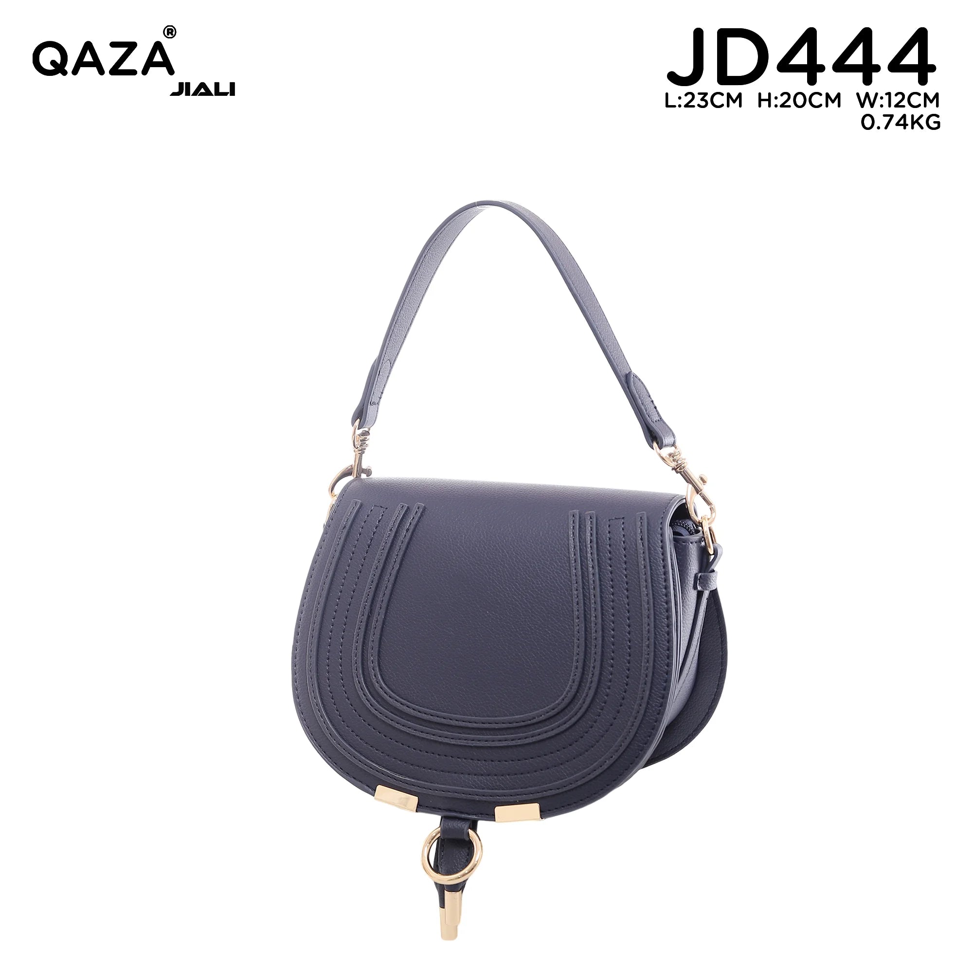 QAZA JD444 Women PU Leather Horseshoe Stitching Saddle Crossbody Bag