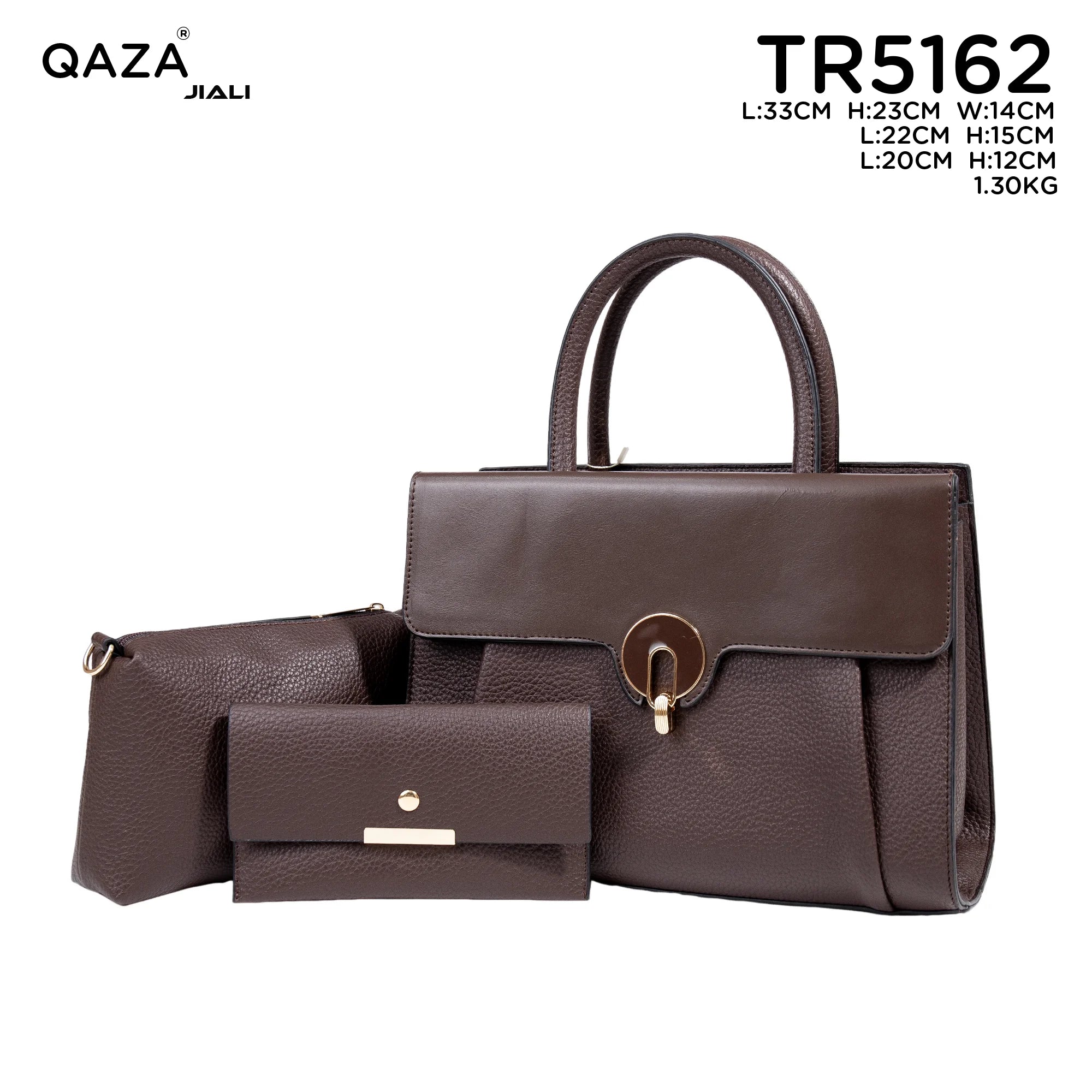 QAZA TR5162 Women PU Leather Crocodile Pattern Tote Bag Set