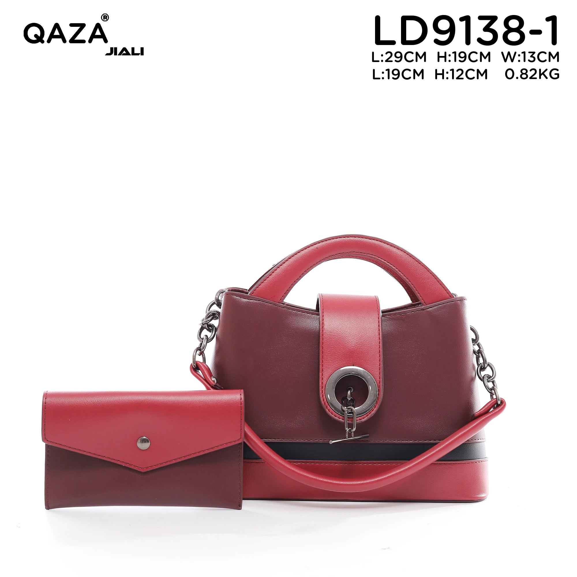 QAZA LD9138-1 Women PU Leather Striped Tote Handbag Set