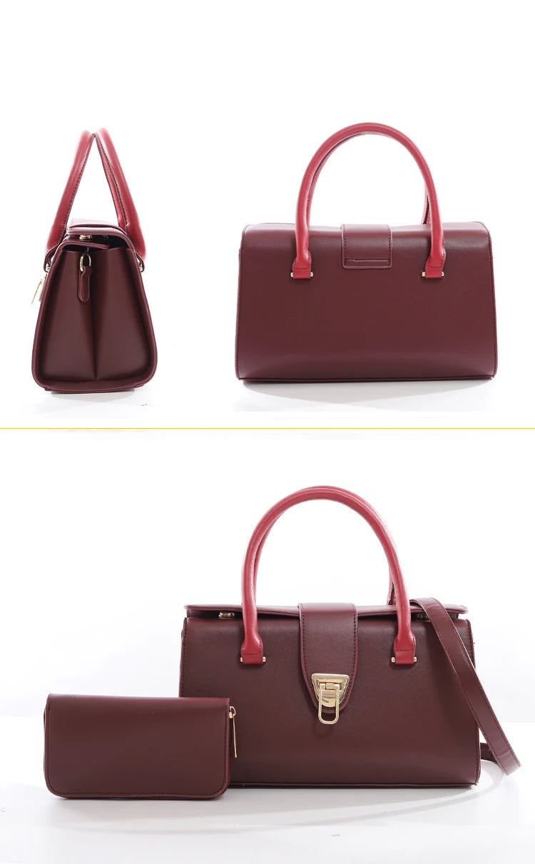QAZA ZD0219-1 Women PU Leather Alligator Pattern Tote Bag Set