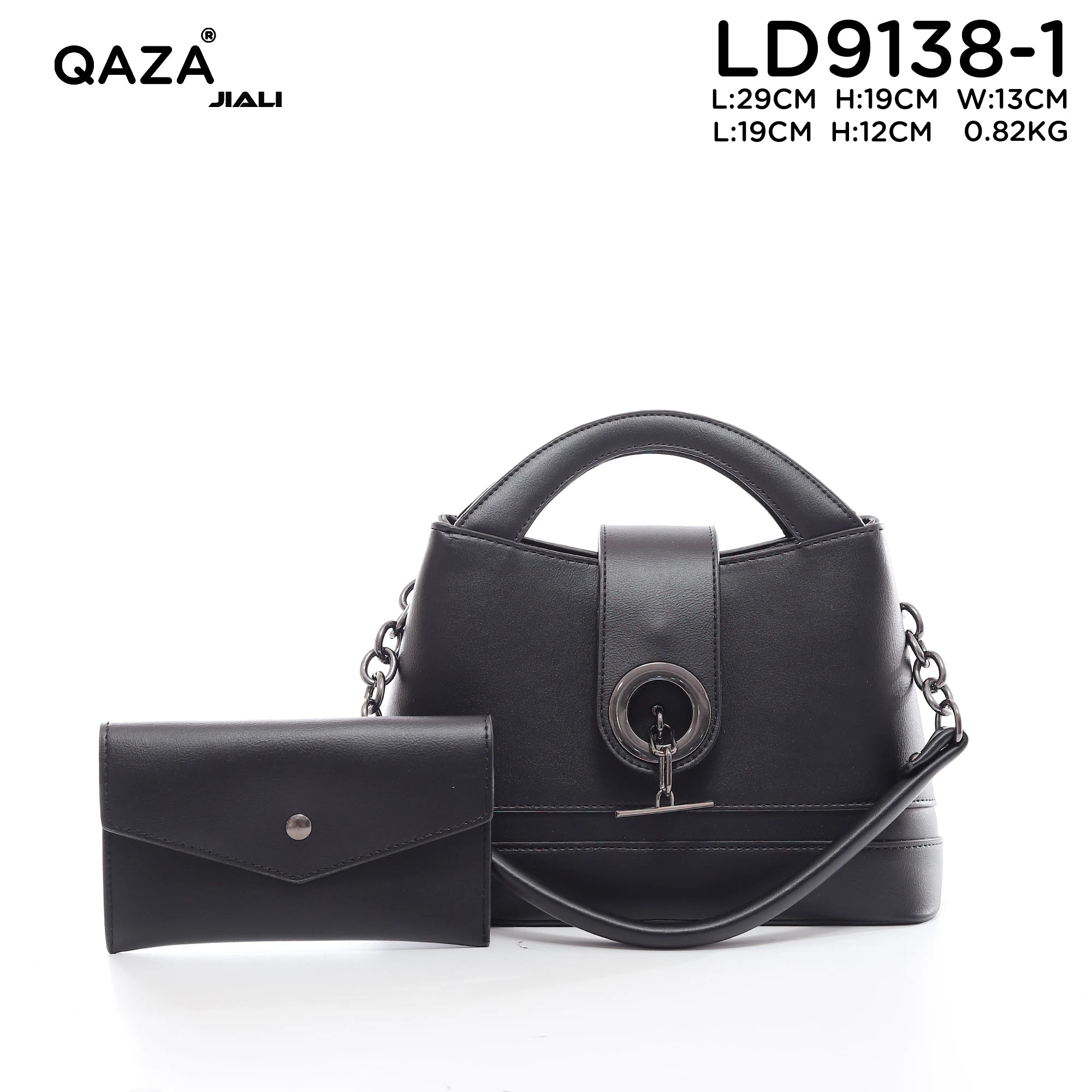 QAZA LD9138-1 Women PU Leather Striped Tote Handbag Set