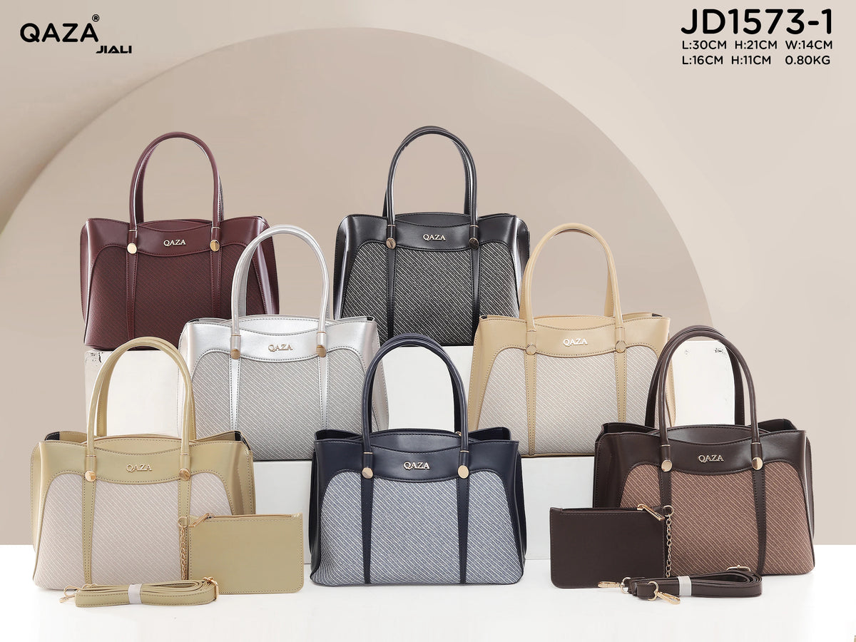QAZA Women PU Leather Waterproof Large Capacity Flap Tote Shoulder Handbag