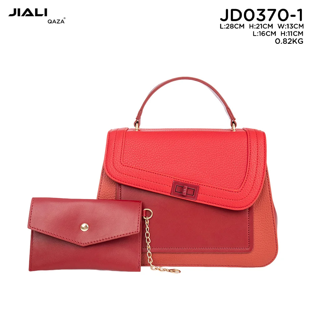 QAZA JD0370-1 Women PU Leather 2-in-1 Tote Bag with Coin Purse