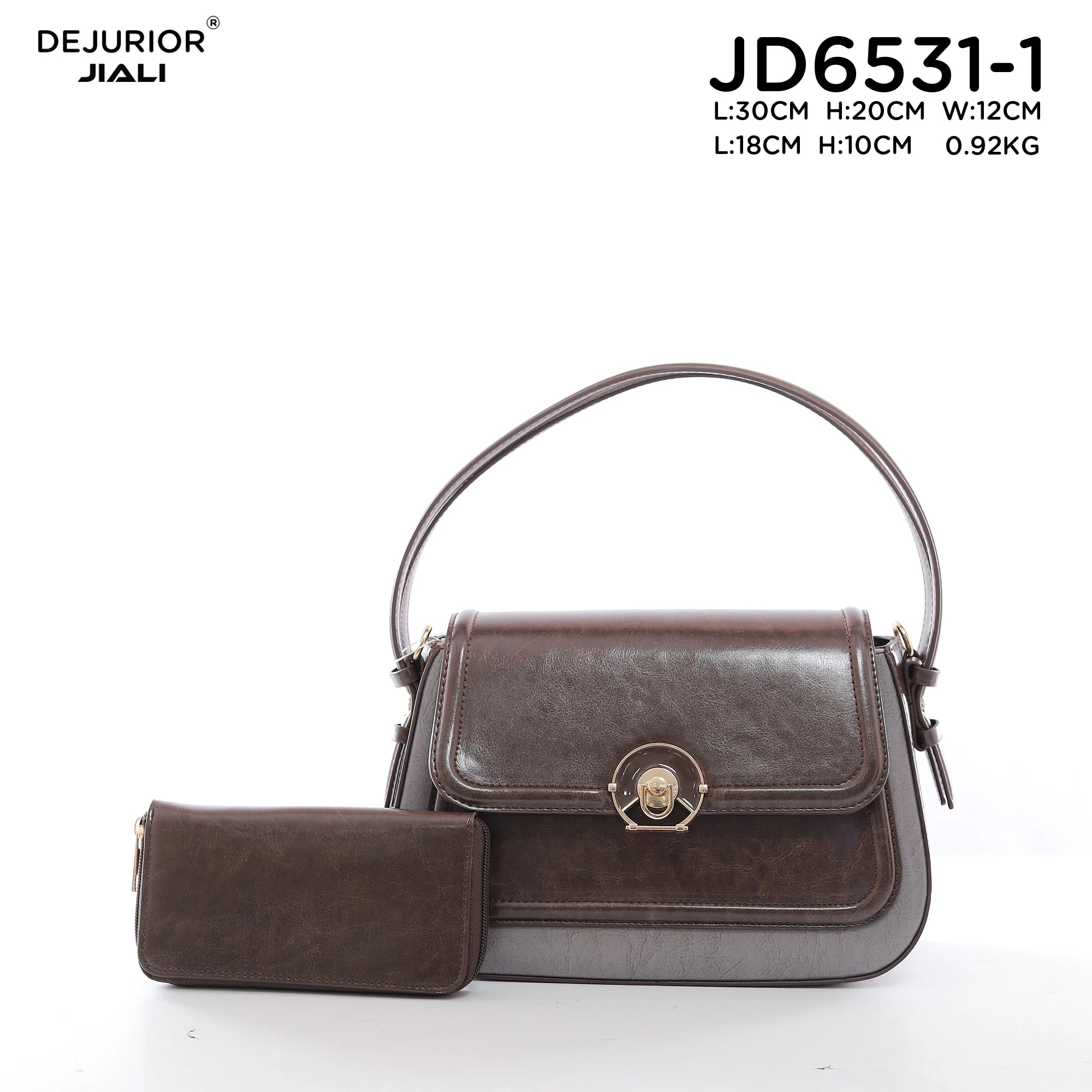 QAZA JD6531-1 Women PU Leather Vintage Tote Shoulder Bag