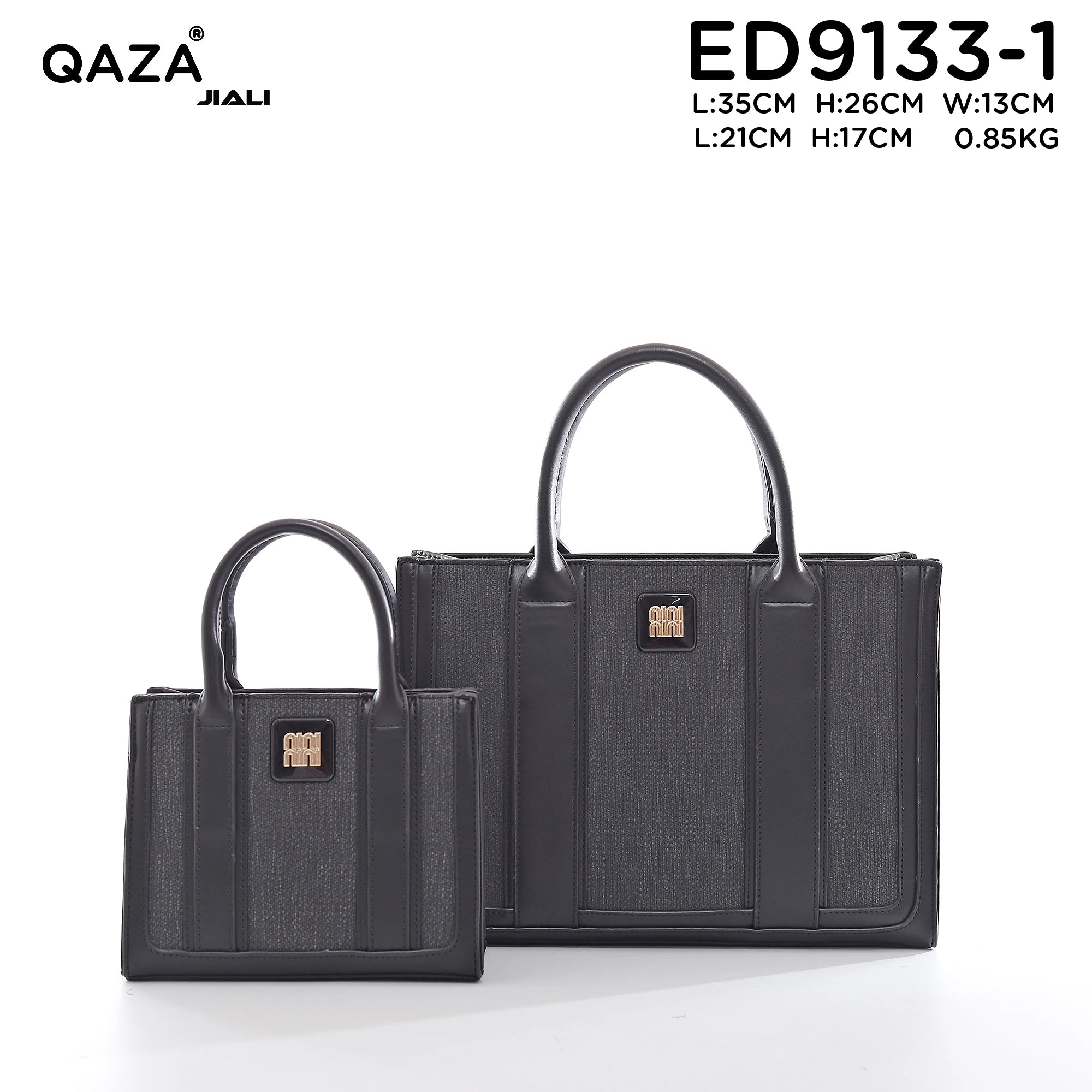 QAZA ED9133-1 Women PU Leather Striped Tote Wallet Handbag Set
