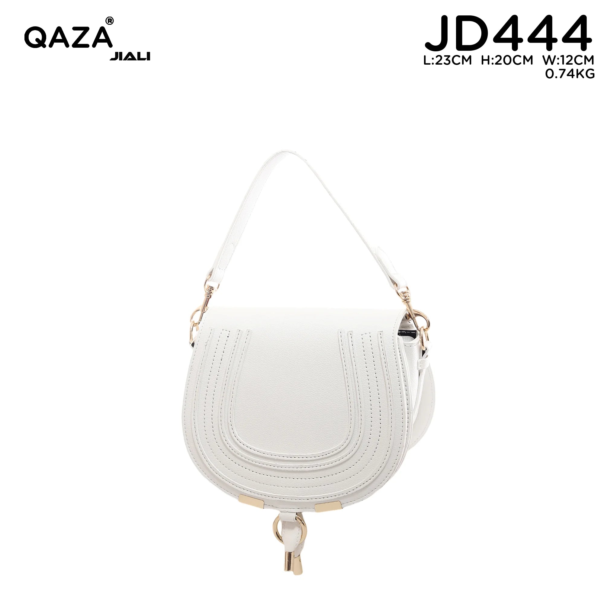 QAZA JD444 Women PU Leather Horseshoe Stitching Saddle Crossbody Bag