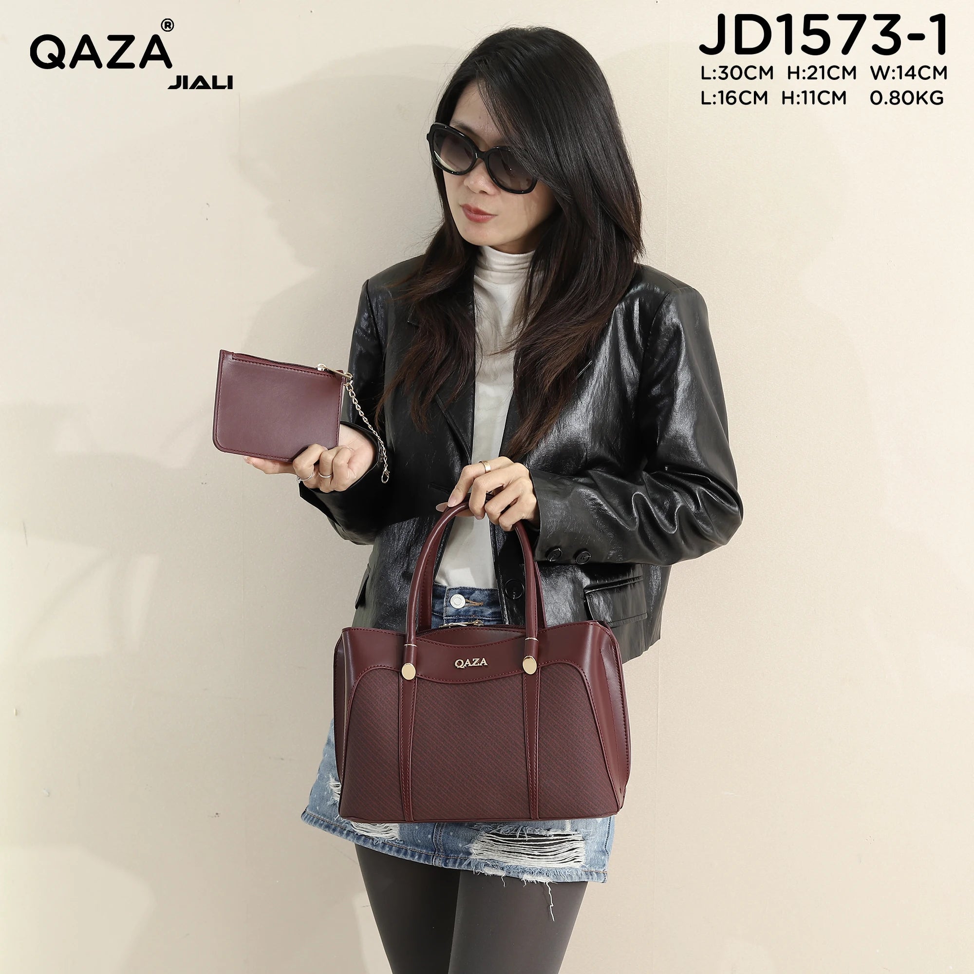 QAZA Women PU Leather Waterproof Large Capacity Flap Tote Shoulder Handbag