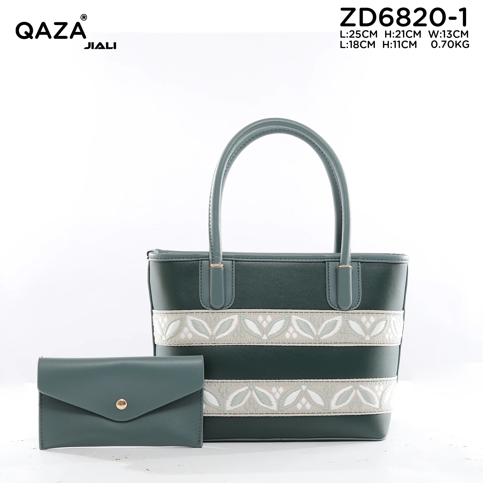 QAZA Women PU Leather Waterproof Large Capacity Zipper Tote Handbag