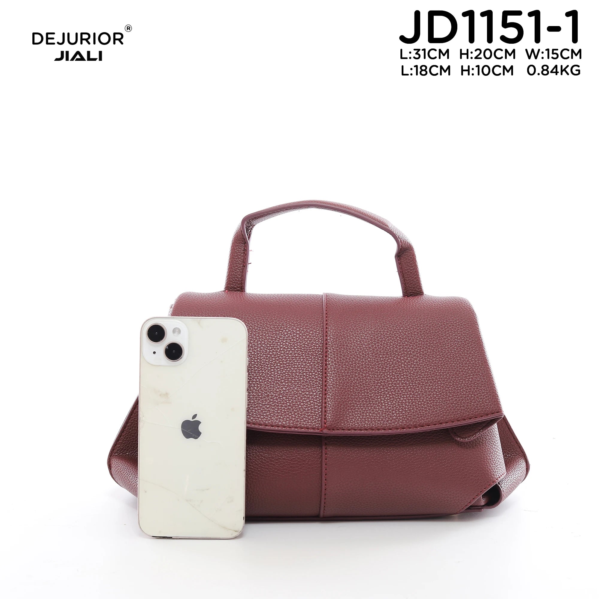 DEJURIOR JD1151-1 女士PU鹅卵石纹翻盖手提包 日常单肩斜挎包