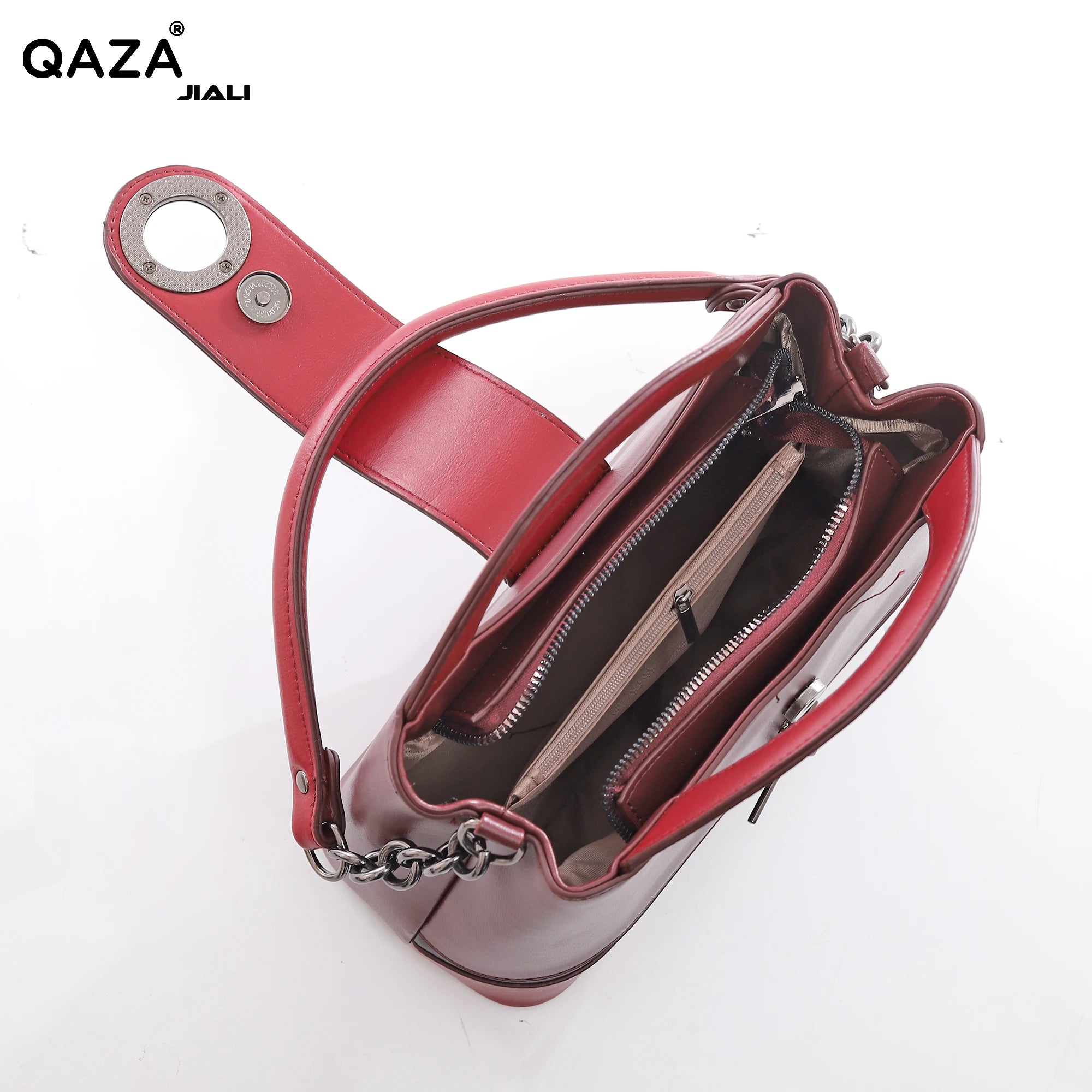 QAZA LD9138-1 Women PU Leather Striped Tote Handbag Set