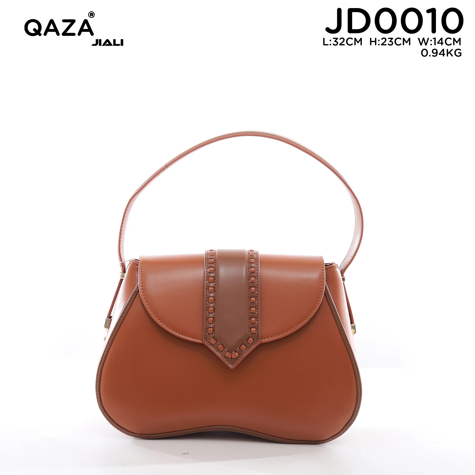 QAZA Women PU Leather Retro Rivet Flap Underarm Shoulder Handbag