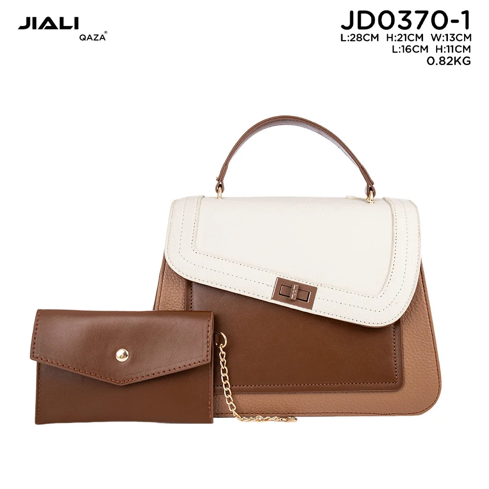QAZA JD0370-1 Women PU Leather 2-in-1 Tote Bag with Coin Purse